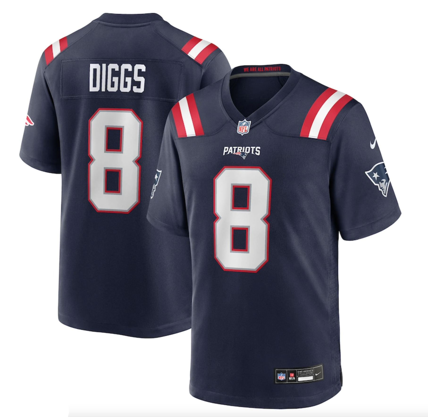 Men's New England Patriots Stefon Diggs Nike Navy Game Jersey