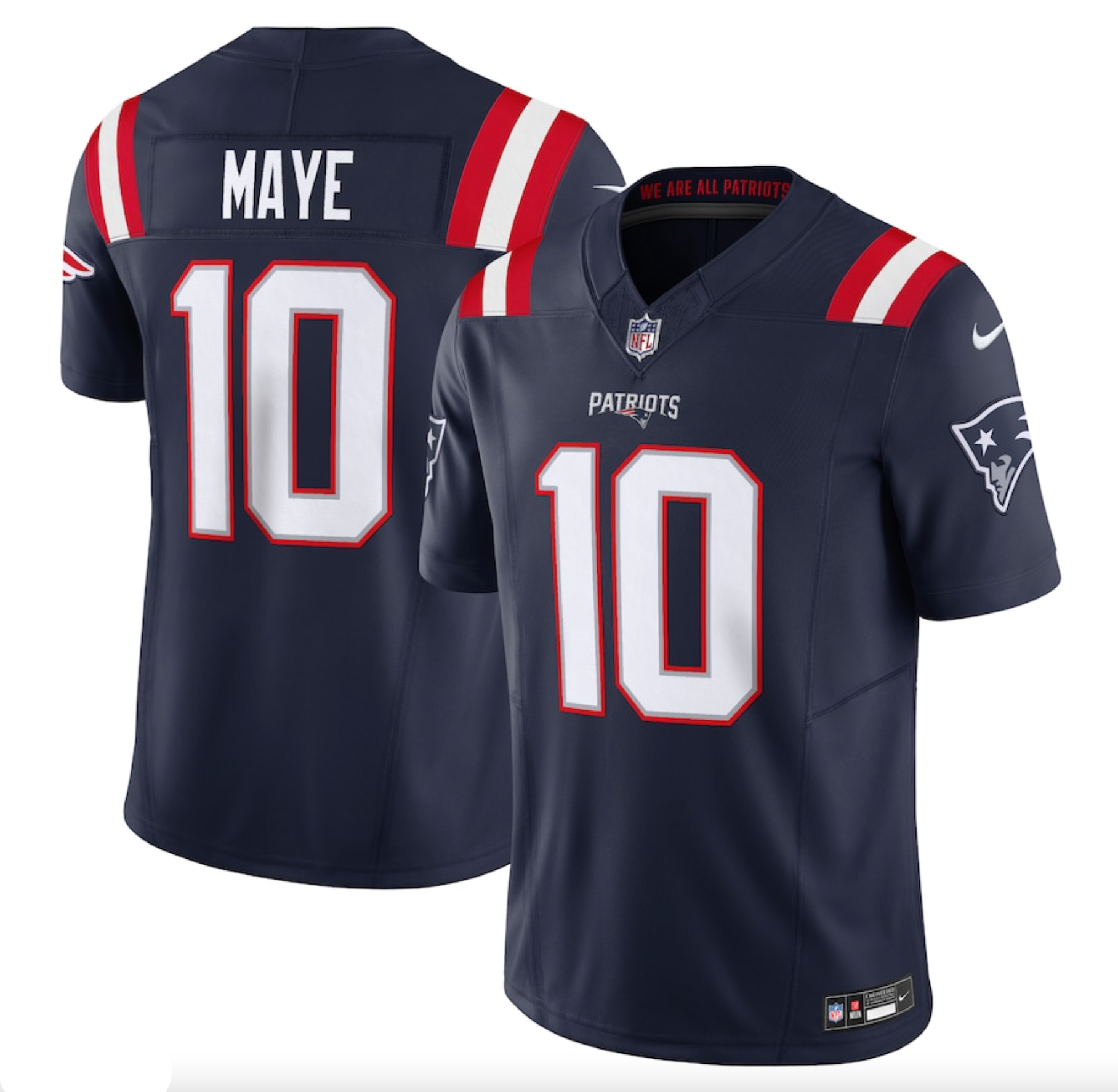 Men's New England Patriots Drake Maye Nike Navy Vapor F.U.S.E. Limited Jersey