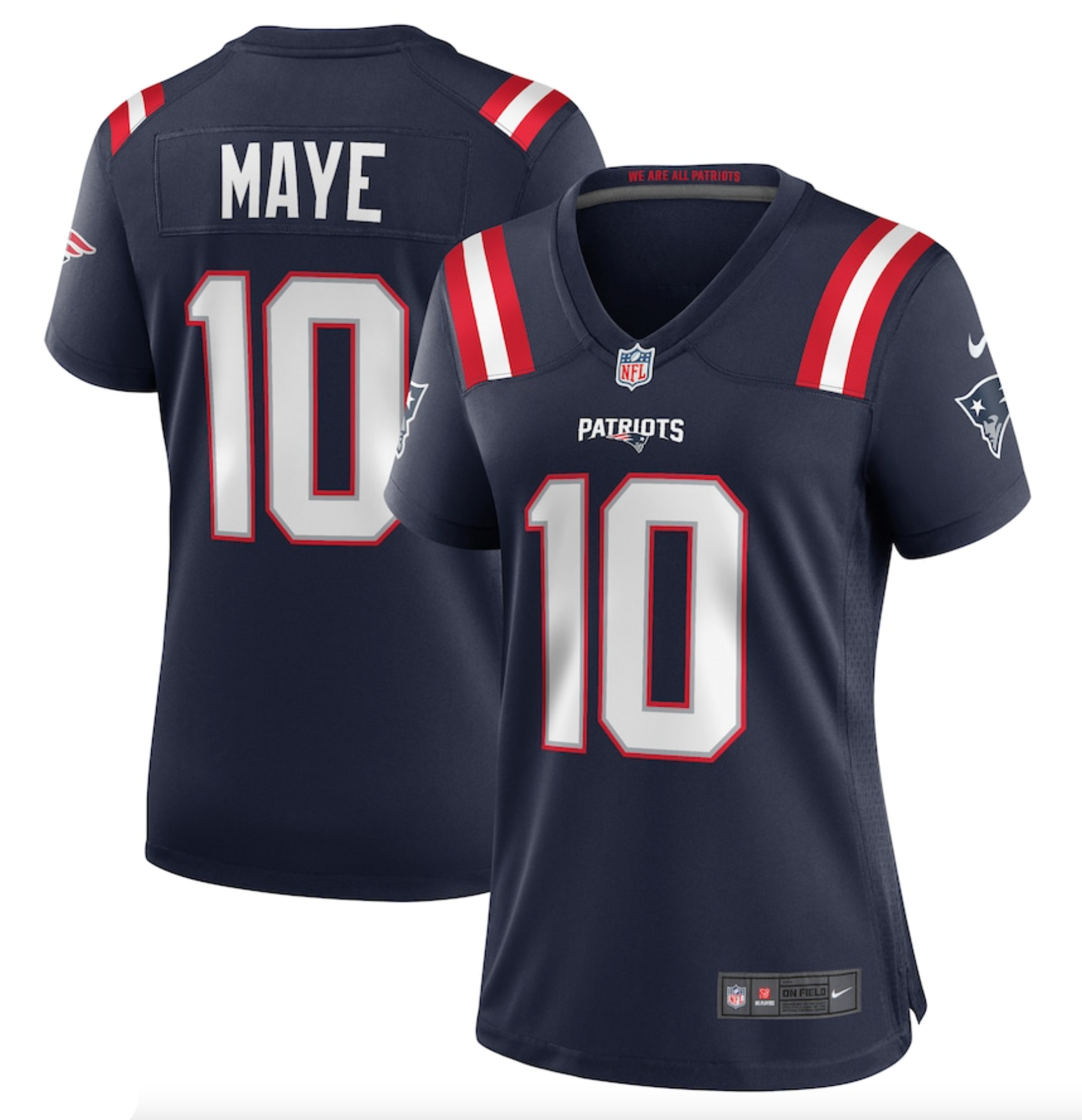 Women's New England Patriots Drake Maye Nike Navy Player Game Jersey