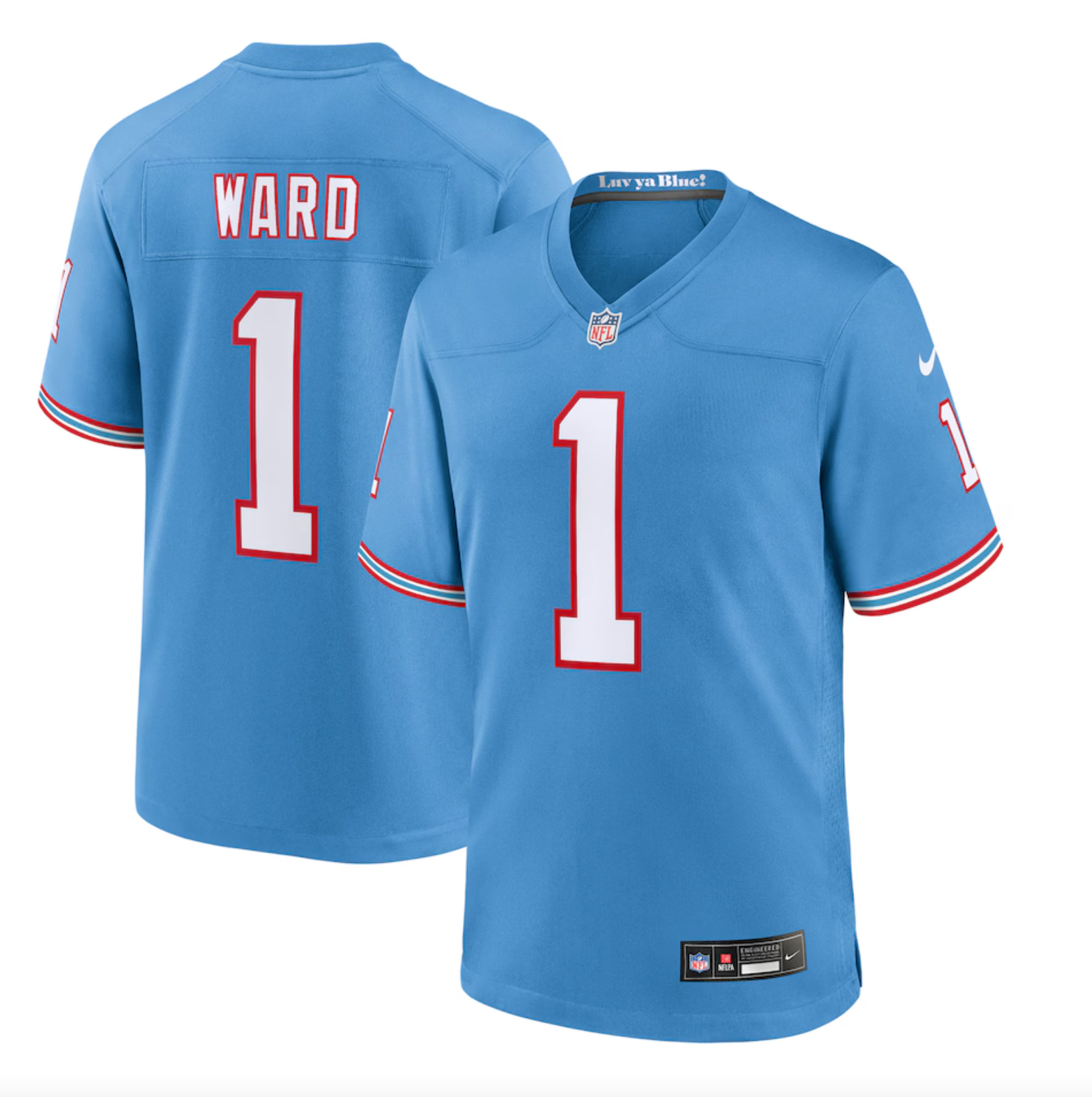 Men's Tennessee Titans Cameron Ward Nike Light Blue 2025 NFL Draft First Round Pick 2nd Alternate Game Jersey
