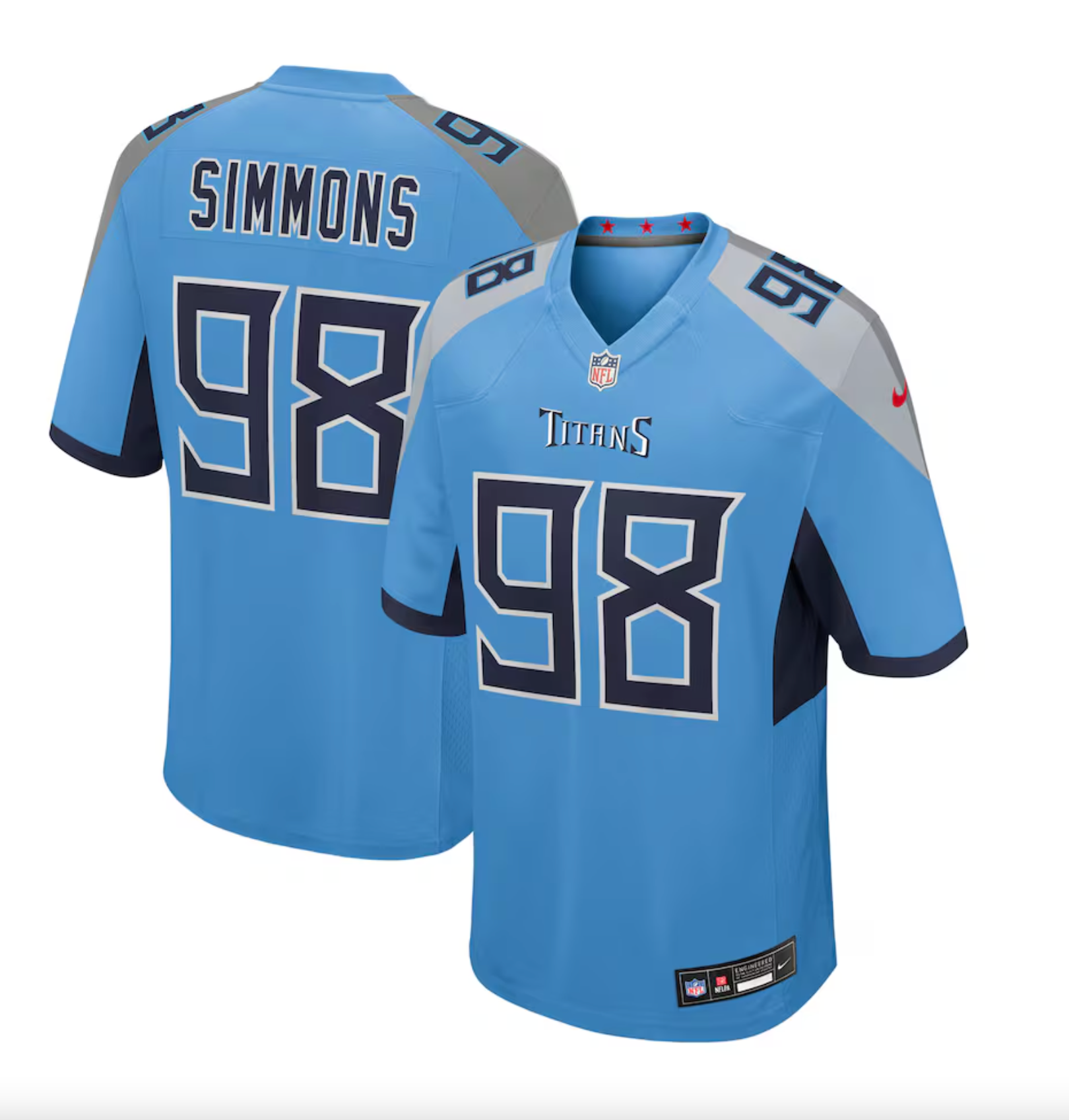Men's Tennessee Titans Jeffery Simmons Nike Light Blue Team Game Jersey