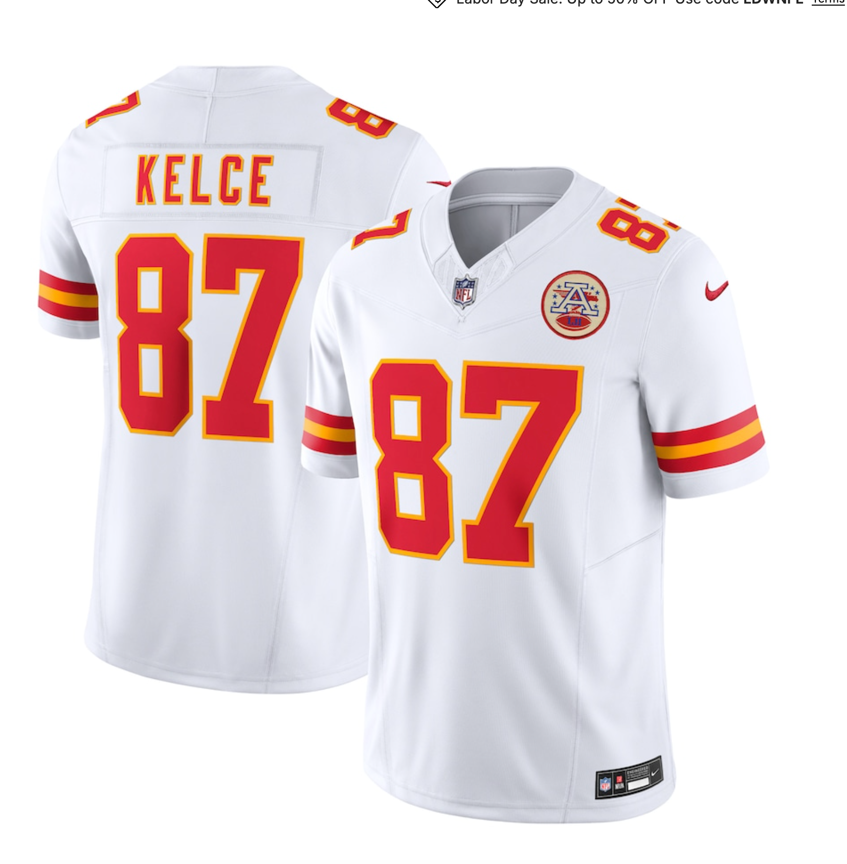 Men's Kansas City Chiefs Travis Kelce Nike White Vapor F.U.S.E. Limited Jersey
