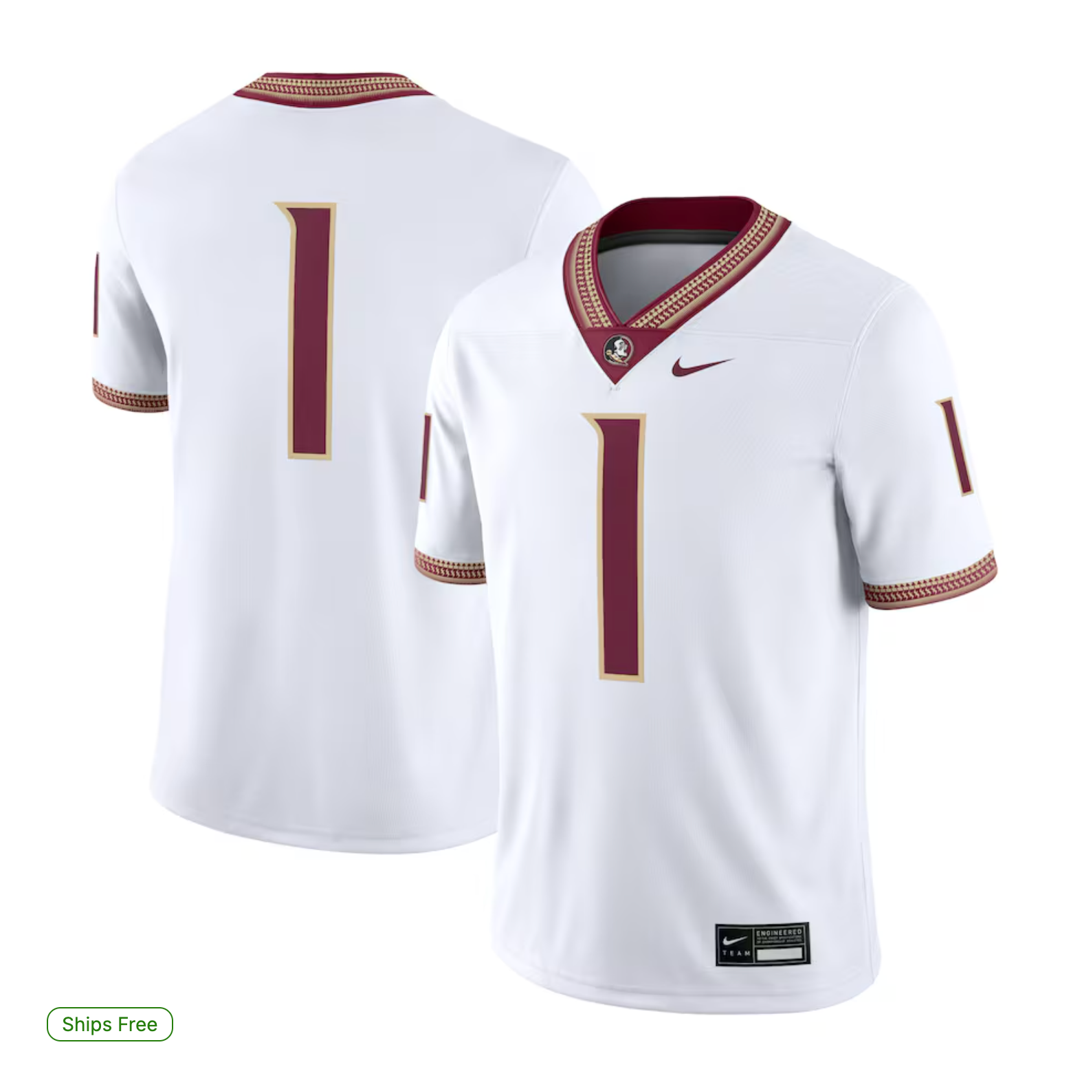 #1 Florida State Seminoles Nike Game Jersey - White