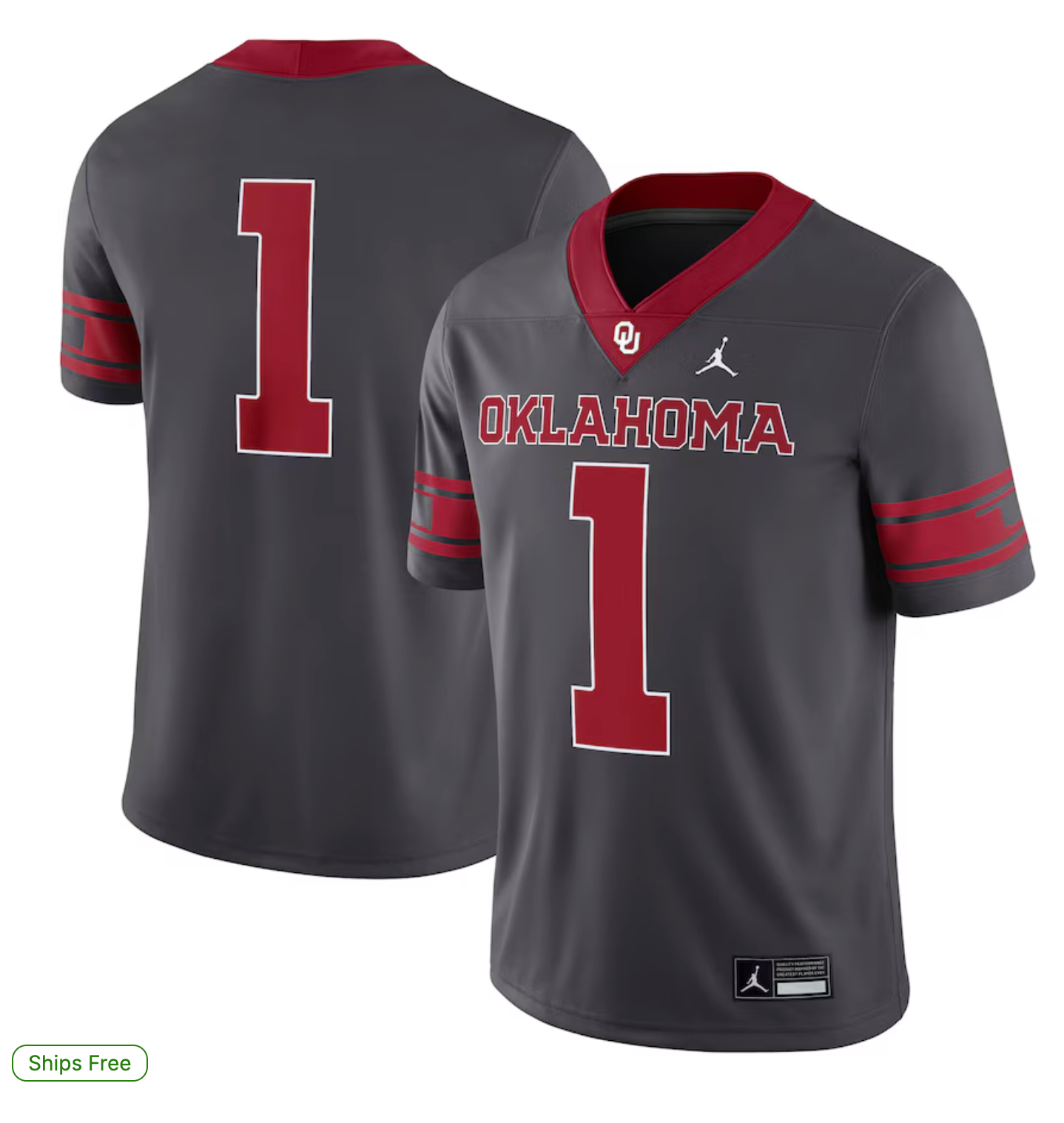 #1 Oklahoma Sooners Jordan Brand Alternate Game Jersey - Anthracite