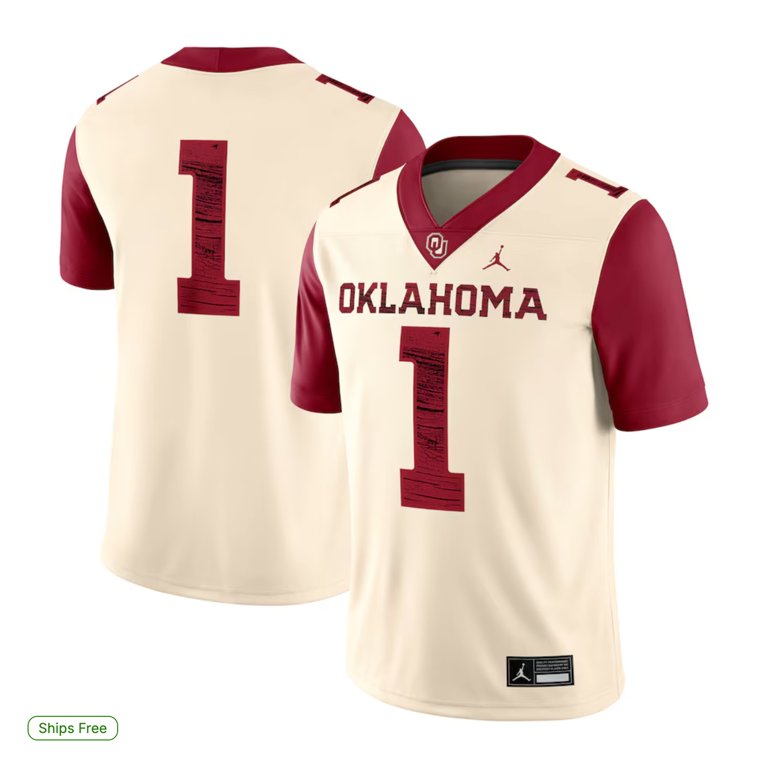 #1 Oklahoma Sooners Jordan Brand Alternate Game Jersey - Natural