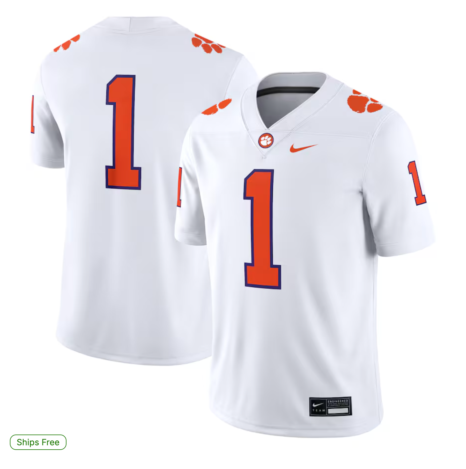 #1 Clemson Tigers Nike Game Jersey - White