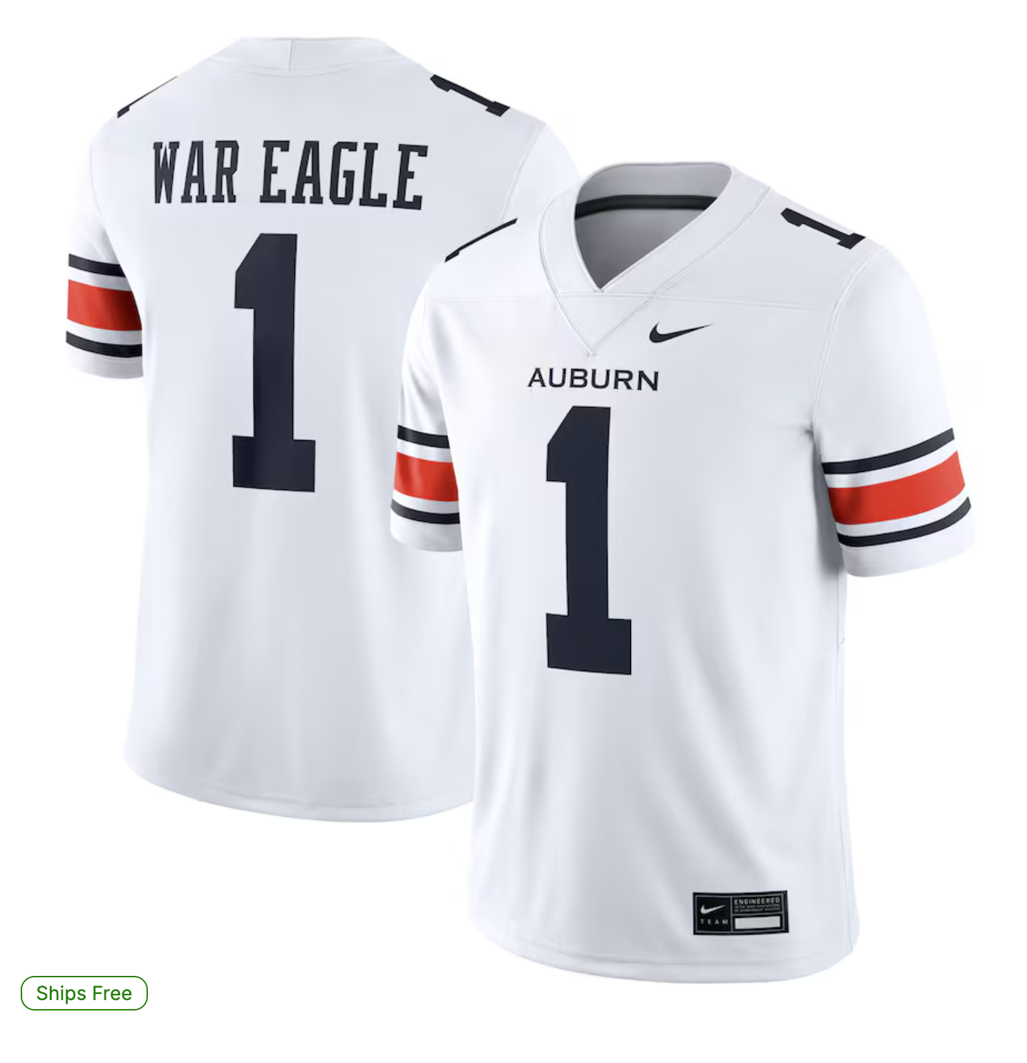 Auburn Tigers Nike Away Football Game Jersey - White