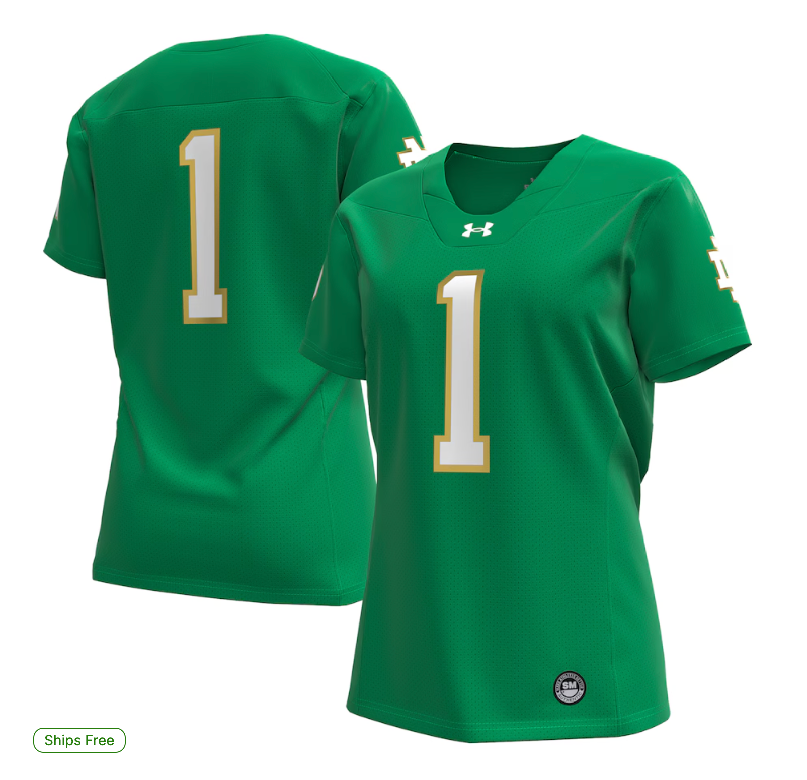 #1 Notre Dame Fighting Irish Under Armour Women's Replica Football Jersey - Kelly Green
