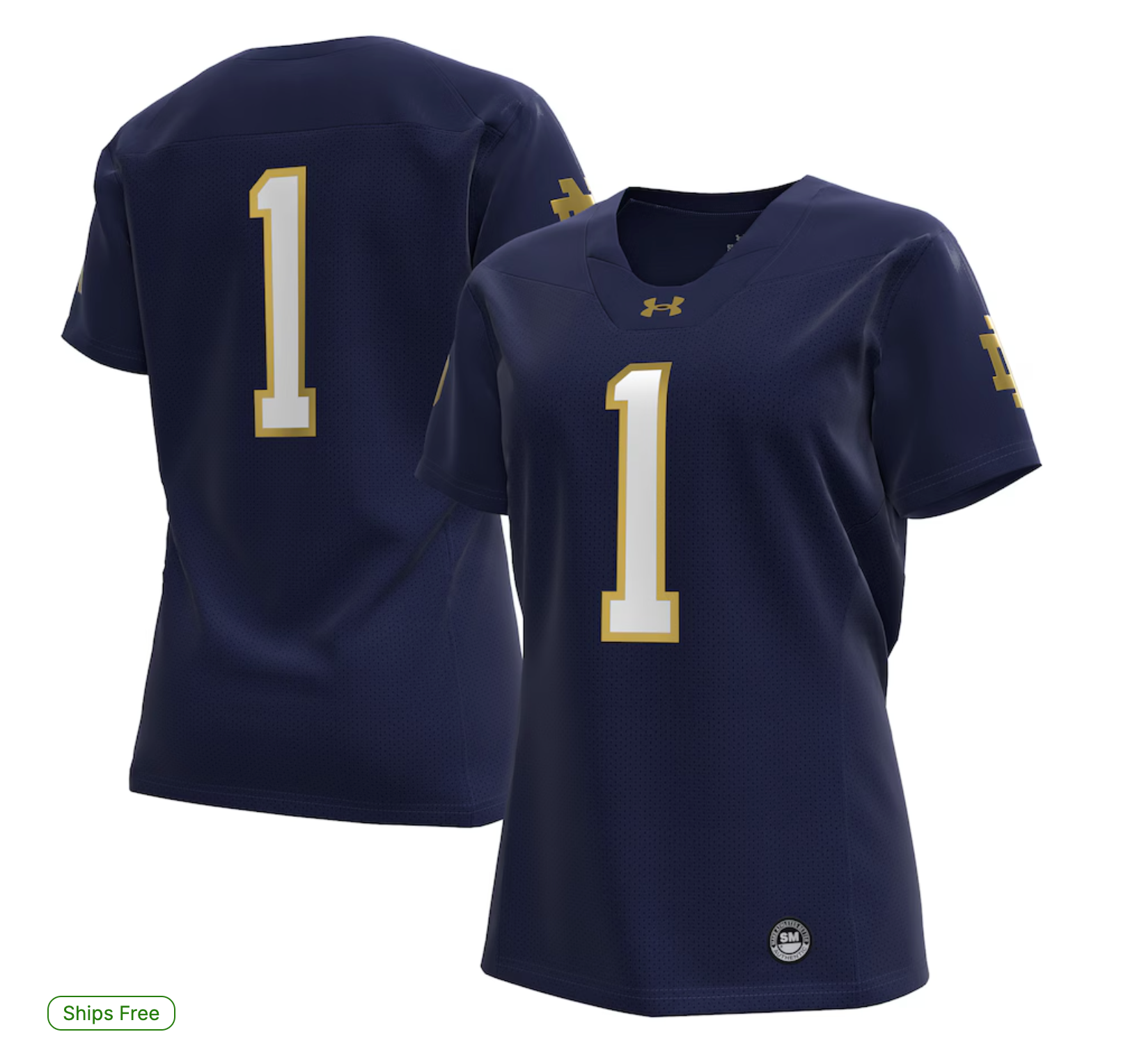 #1 Notre Dame Fighting Irish Under Armour Women's Replica Football Jersey - Navy