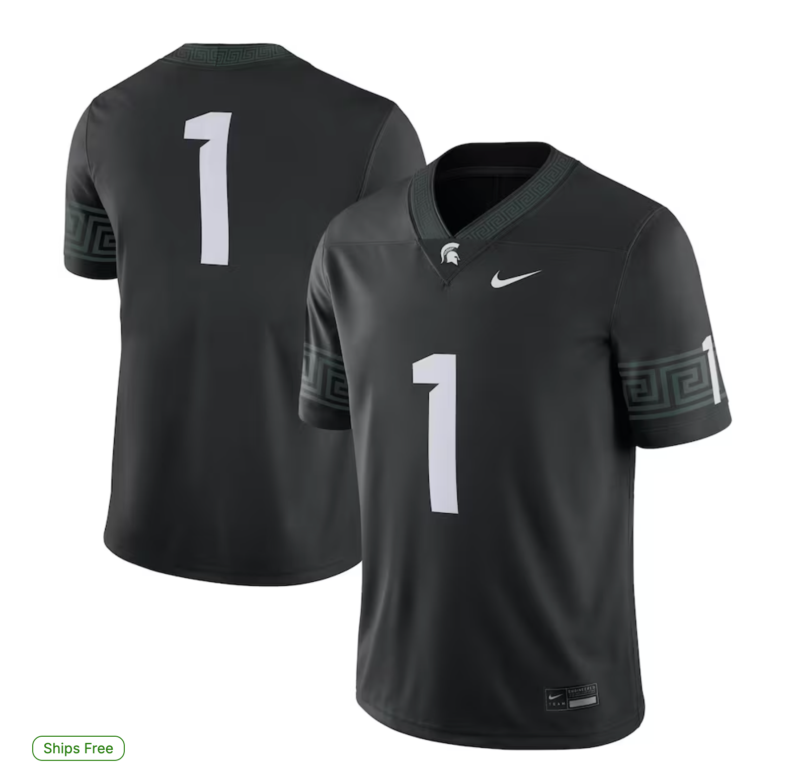 #1 Michigan State Spartans Nike Alternate Football Game Jersey - Black