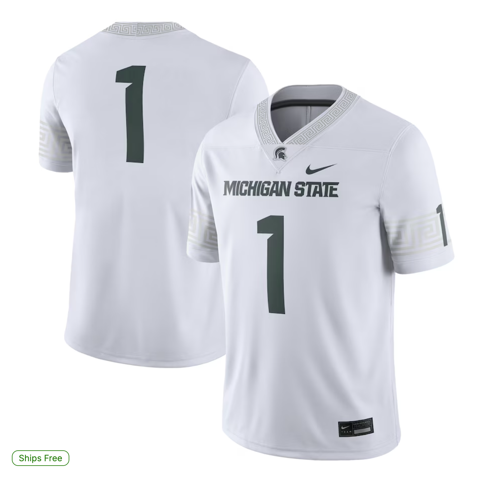 #1 Michigan State Spartans Nike Football Game Jersey - White