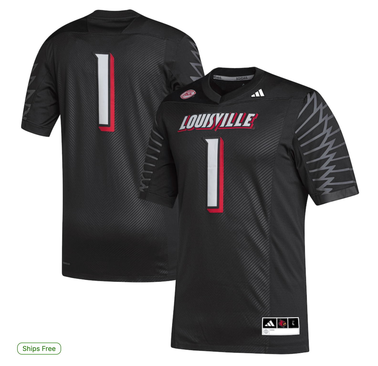 #1 Louisville Cardinals adidas Premier Football Jersey - Black