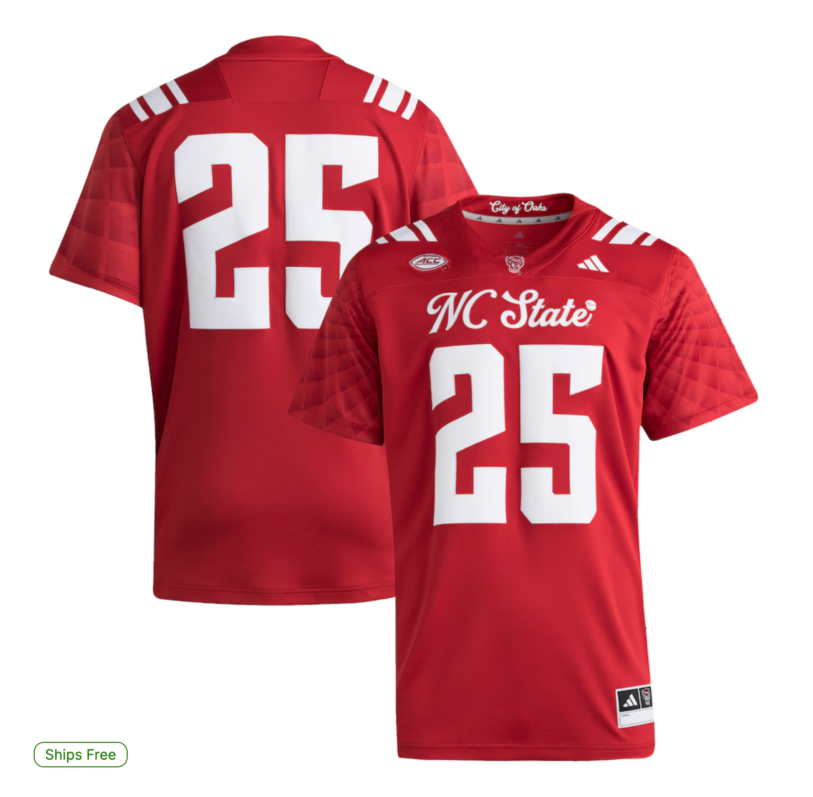#25 NC State Wolfpack adidas Premier Strategy Jersey - Red
