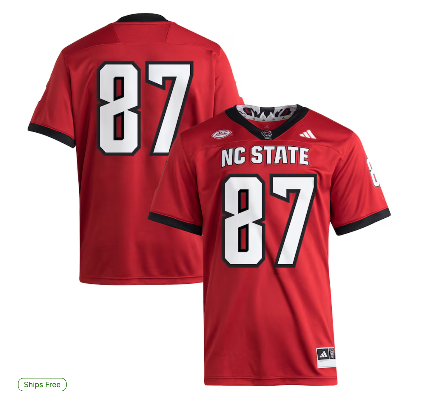#87 NC State Wolfpack adidas Premier Jersey - Red