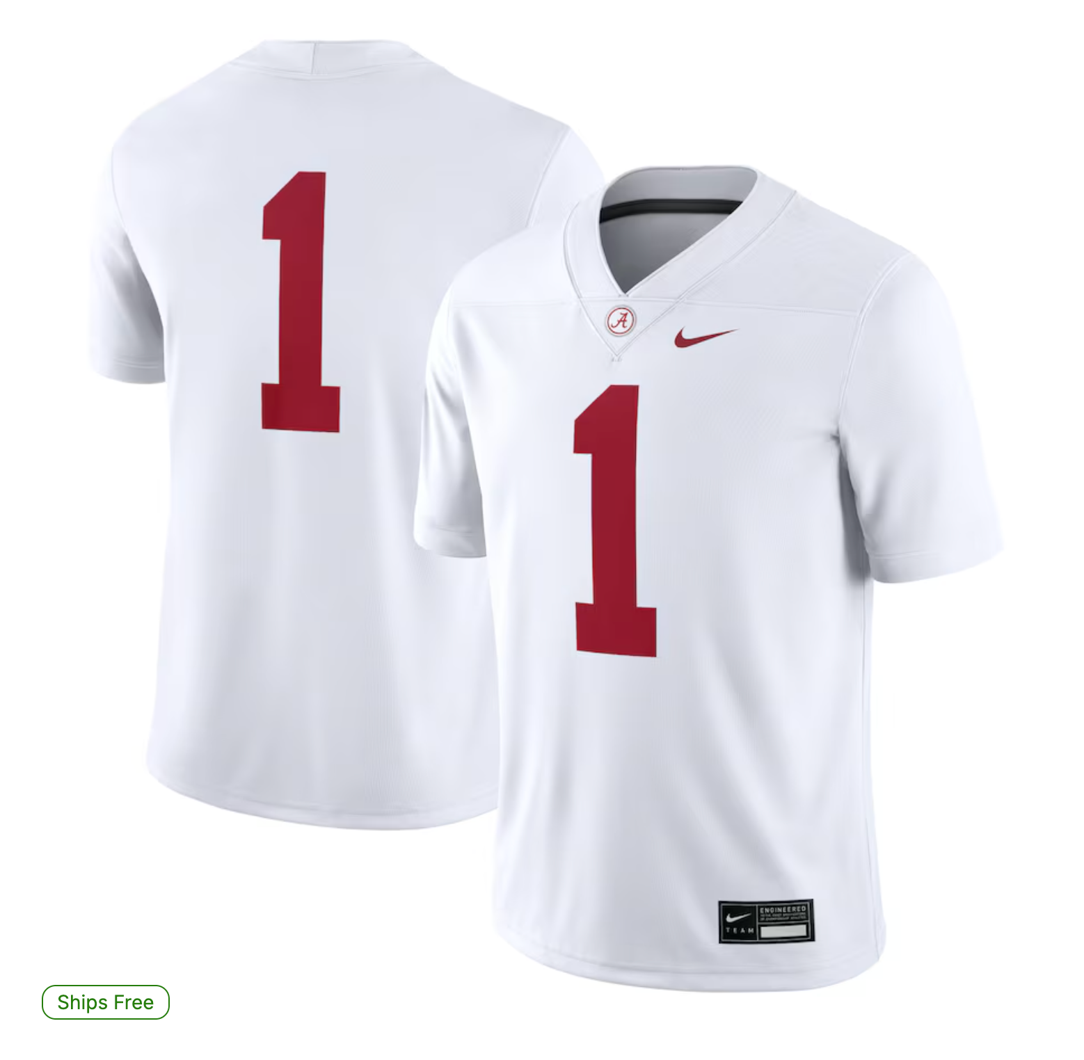 #1 Alabama Crimson Tide Nike Game Jersey - White