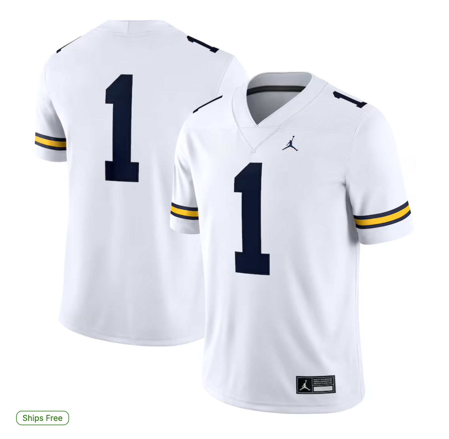 #1 Michigan Wolverines Jordan Brand Game Jersey - White