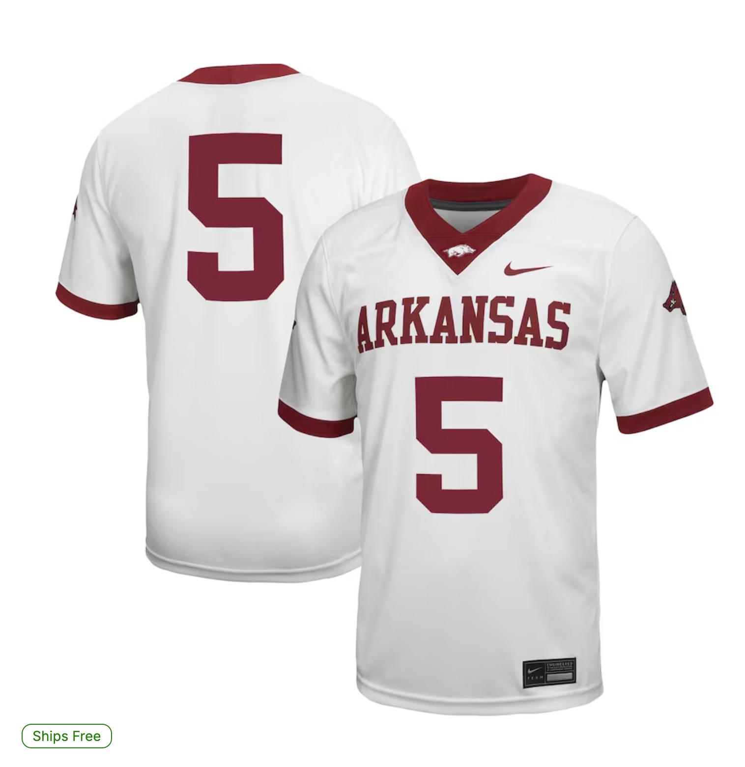 #5 Arkansas Razorbacks Nike Untouchable Football Jersey – White