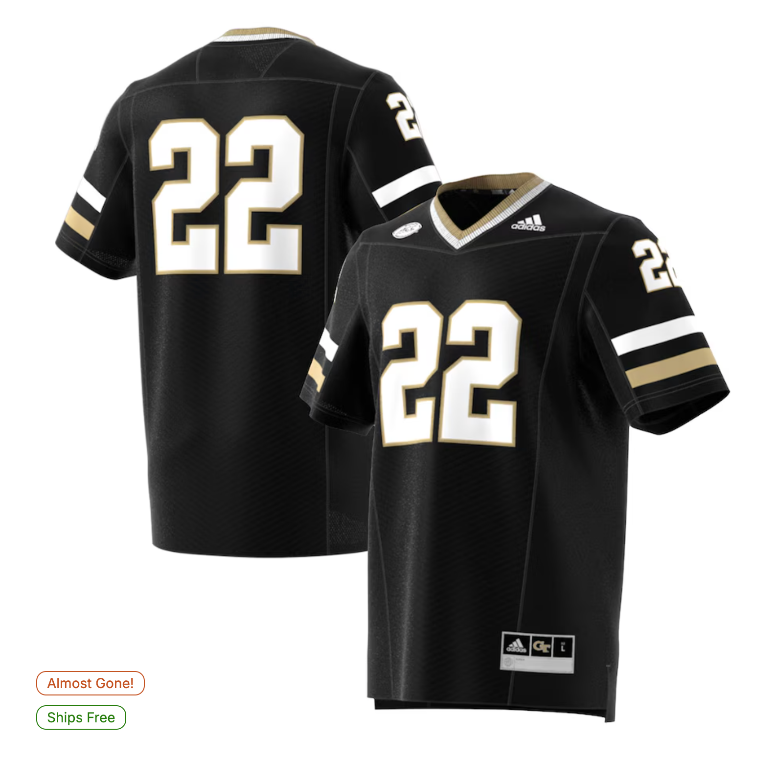 #22 Georgia Tech Yellow Jackets adidas Premier Strategy Jersey - Black