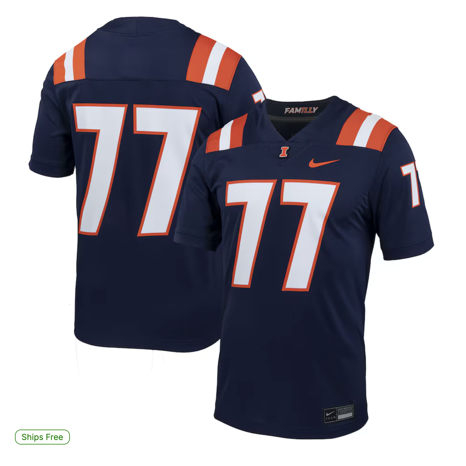 #77 Illinois Fighting Illini Nike Untouchable Football Jersey – Navy