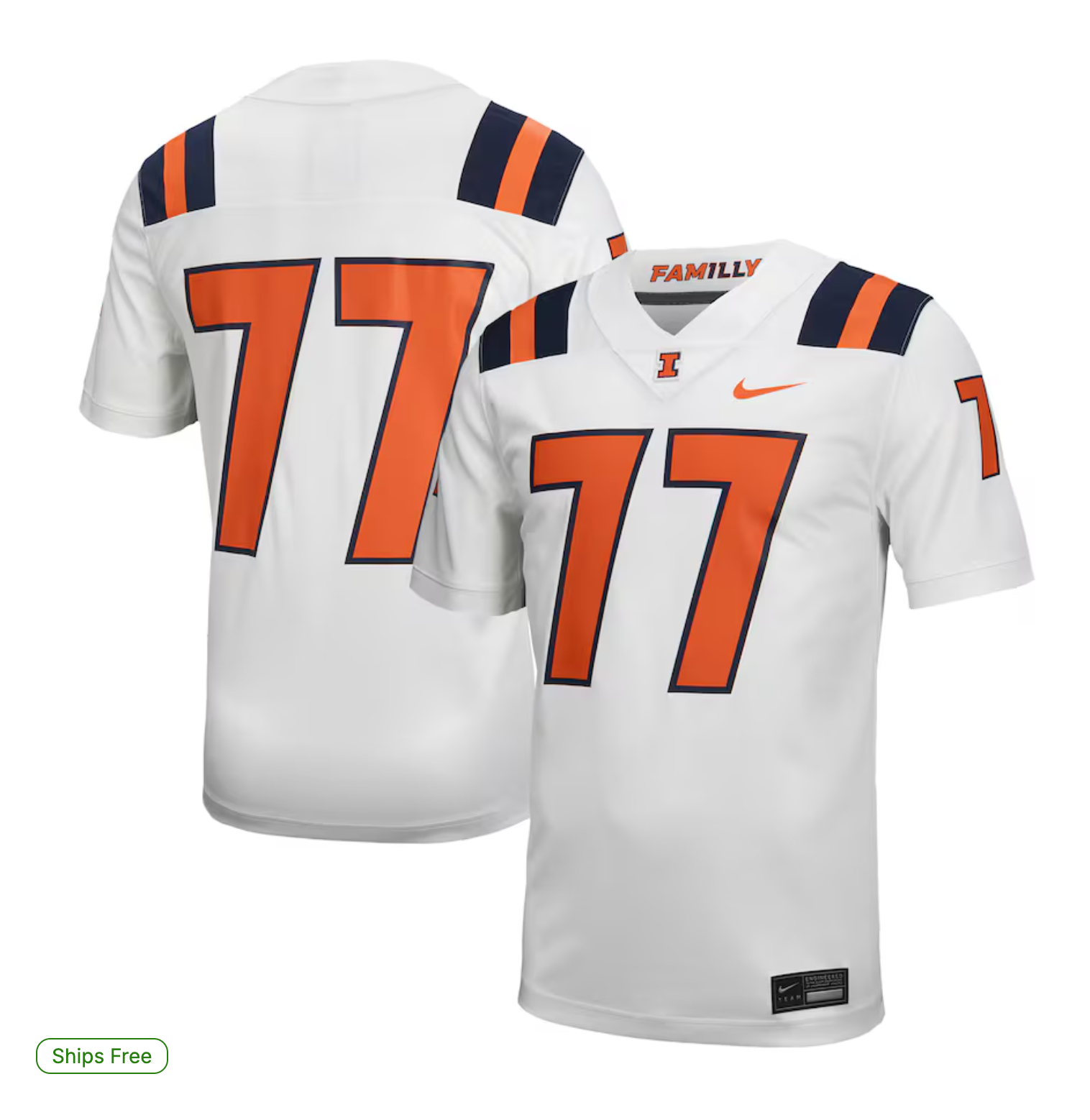 #77 Illinois Fighting Illini Nike Untouchable Football Jersey – White