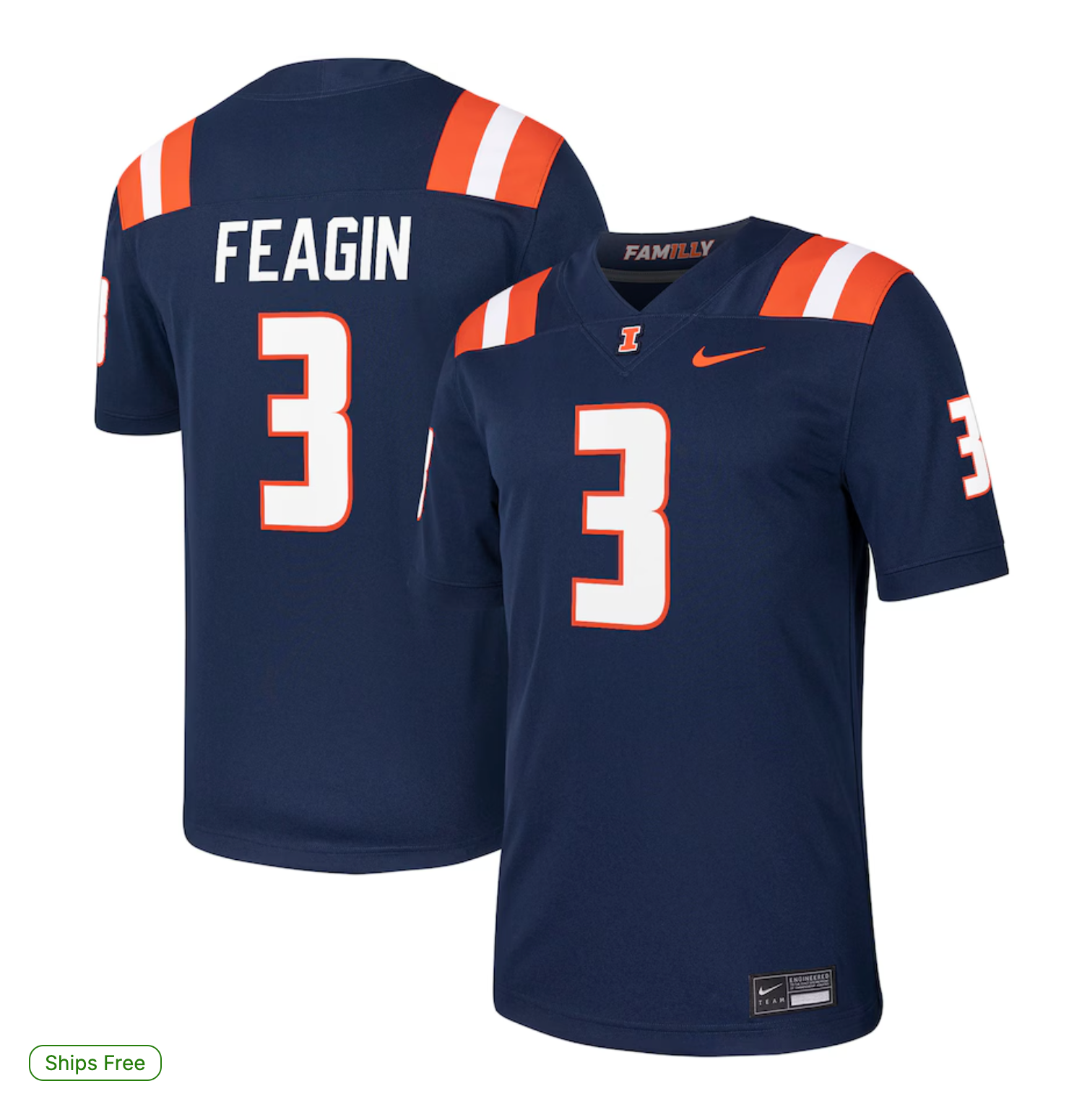 Kaden Feagin Illinois Fighting Illini Nike NIL Football Game Jersey - Navy