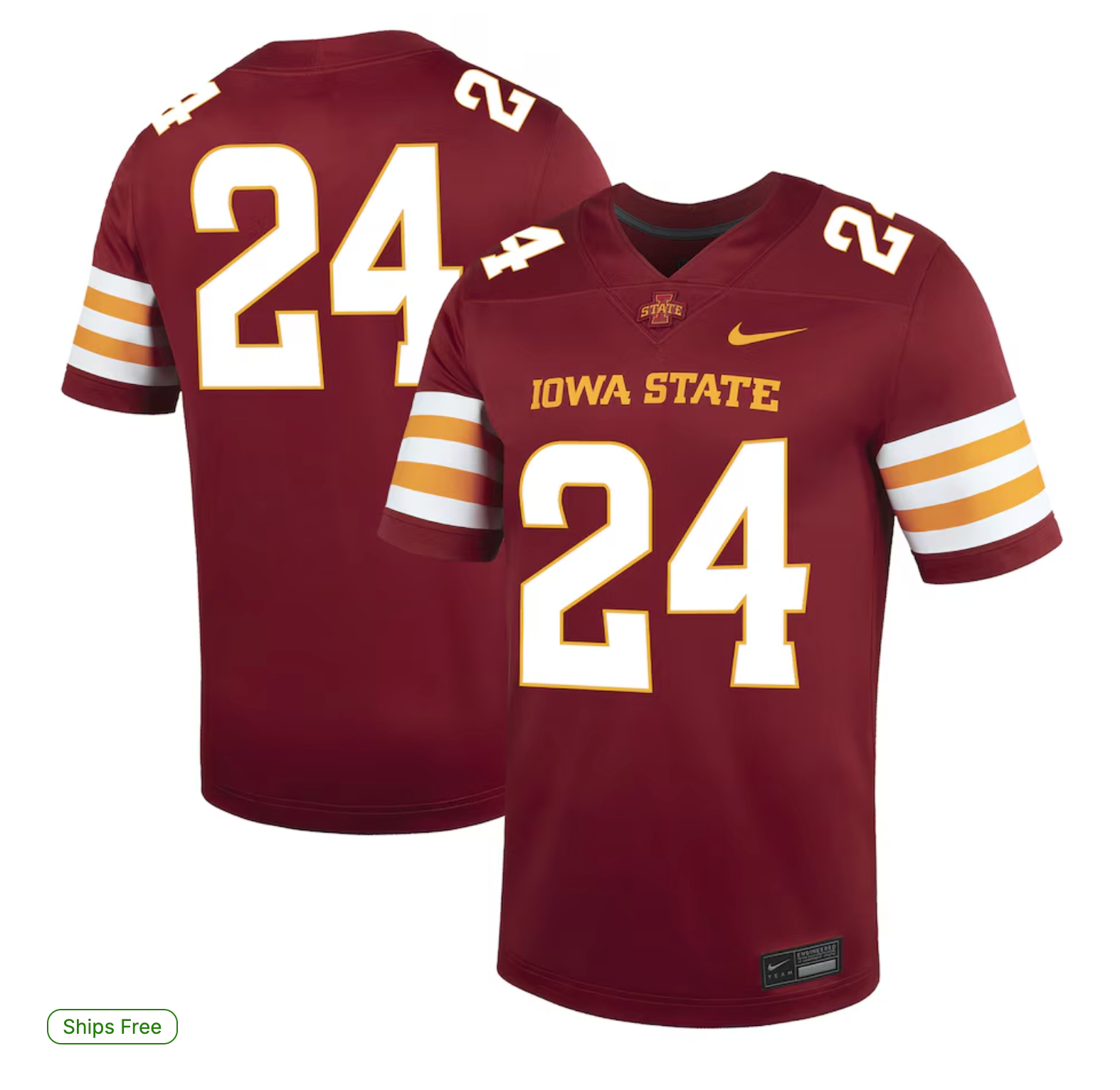 #24 Iowa State Cyclones Nike Untouchable Replica Game Jersey - Cardinal
