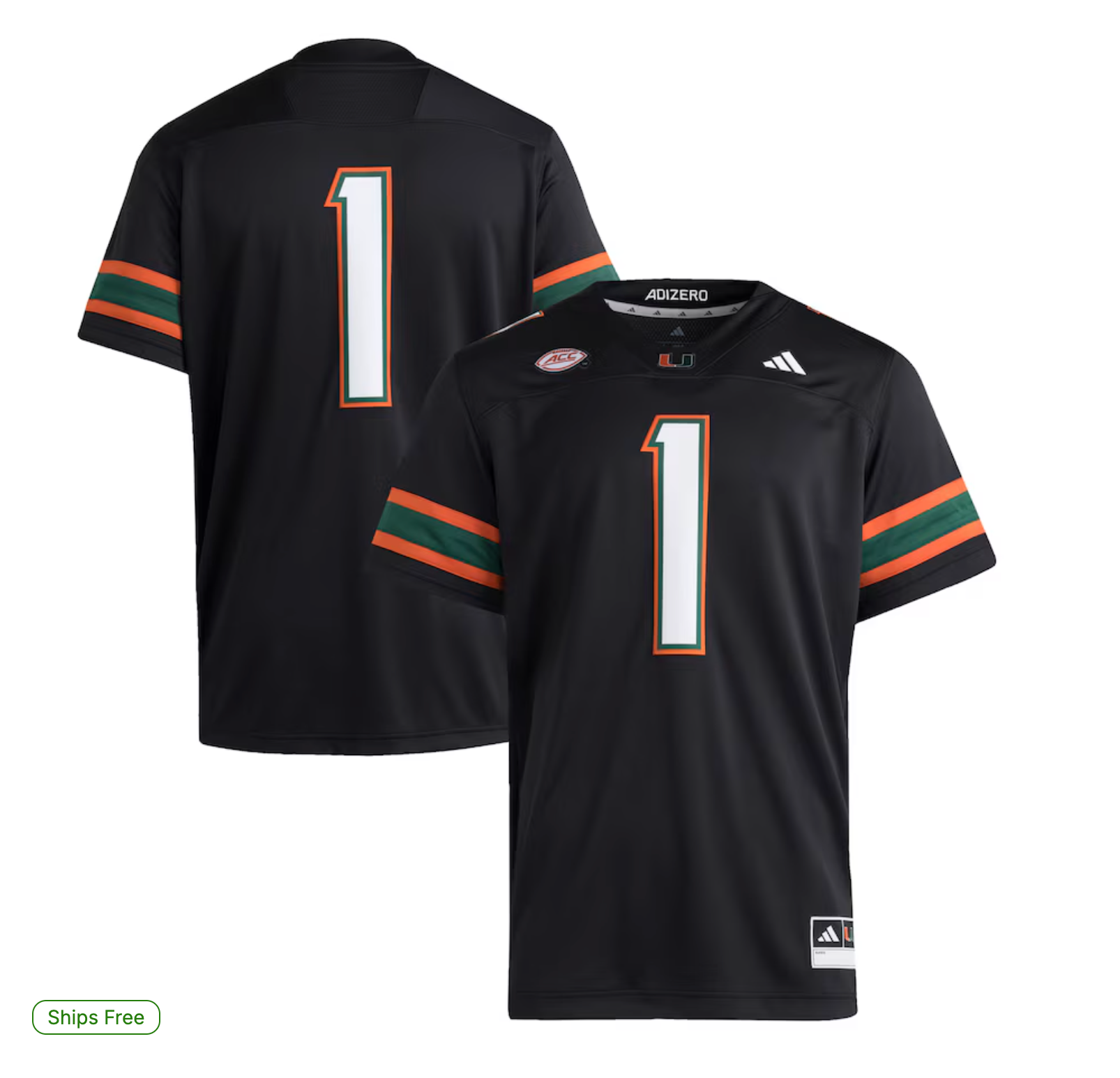 #1 Miami Hurricanes adidas Premier Jersey - Black