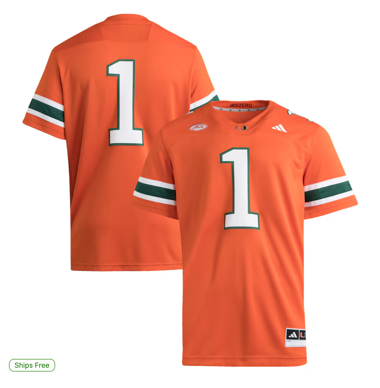 #1 Miami Hurricanes adidas Premier Jersey - Orange