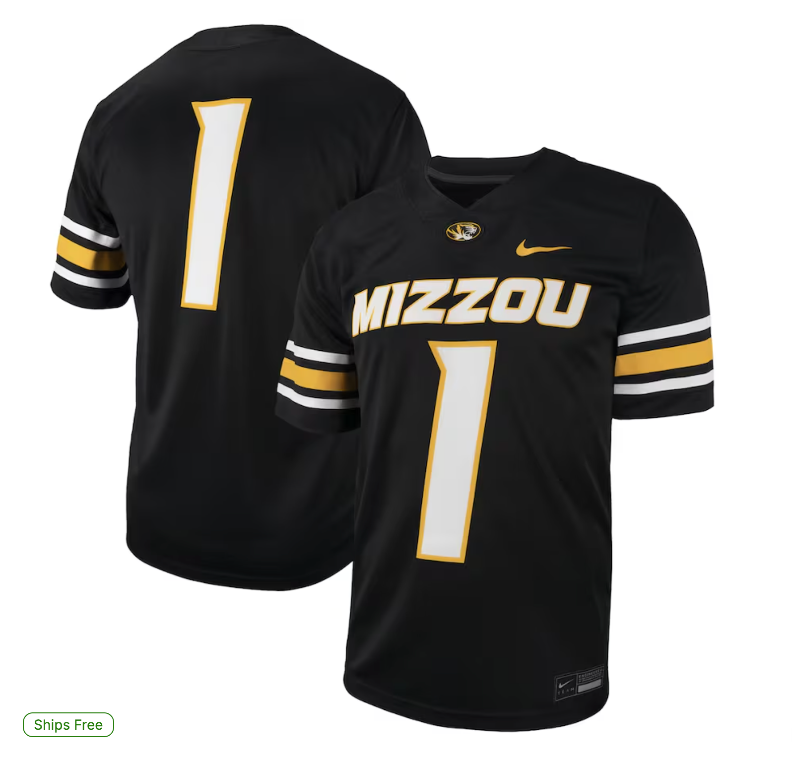 #1 Missouri Tigers Nike Untouchable Football Replica Jersey - Black