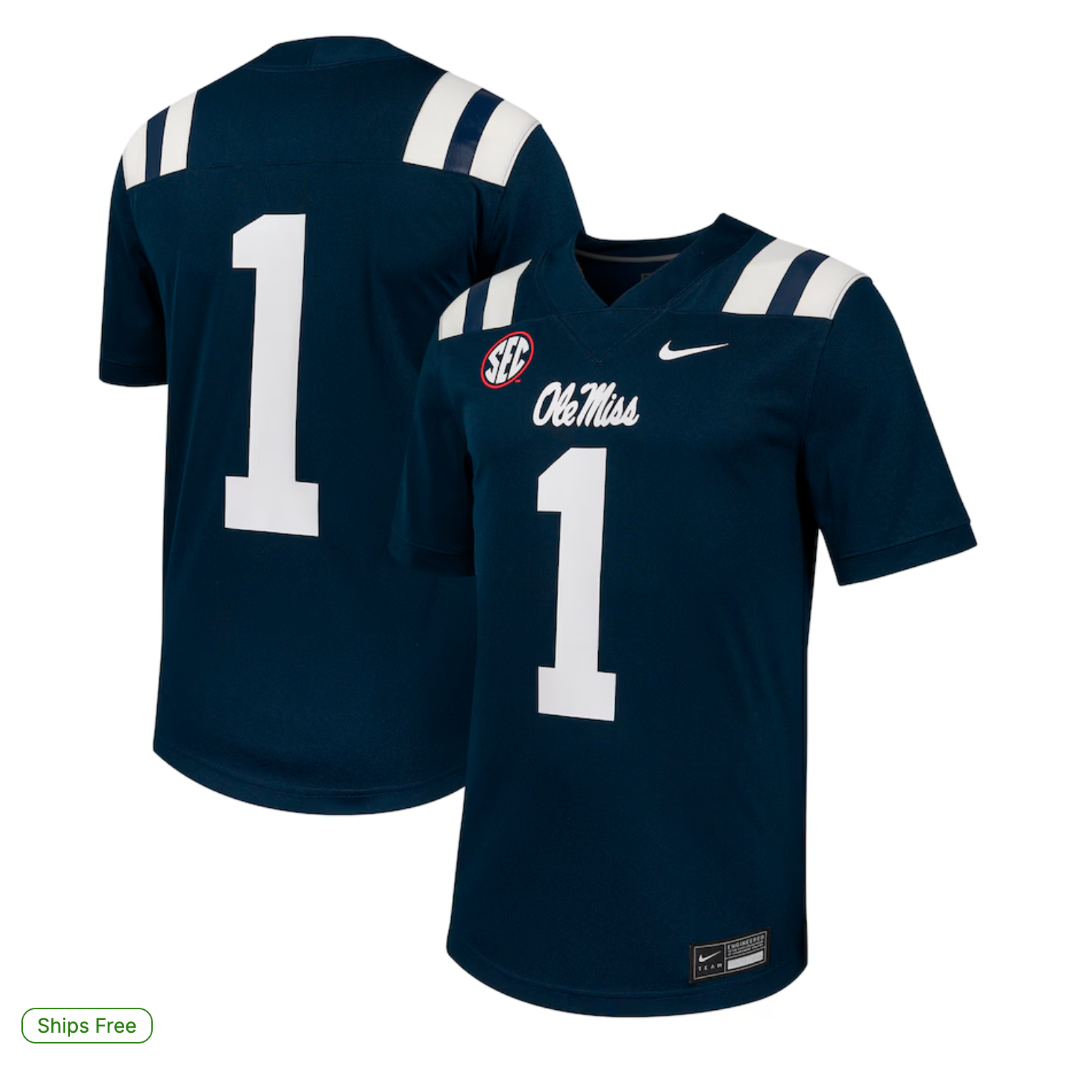 #1 Ole Miss Rebels Nike Untouchable Football Jersey – Navy