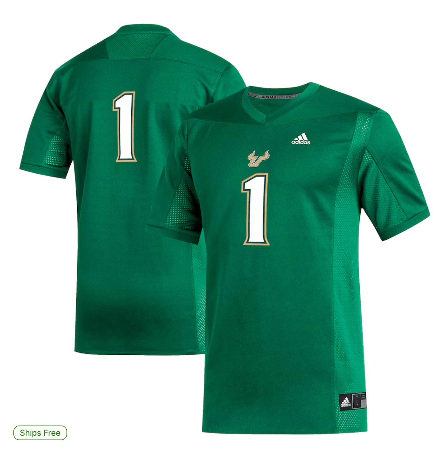 #1 South Florida Bulls adidas Replica Football Jersey - Green