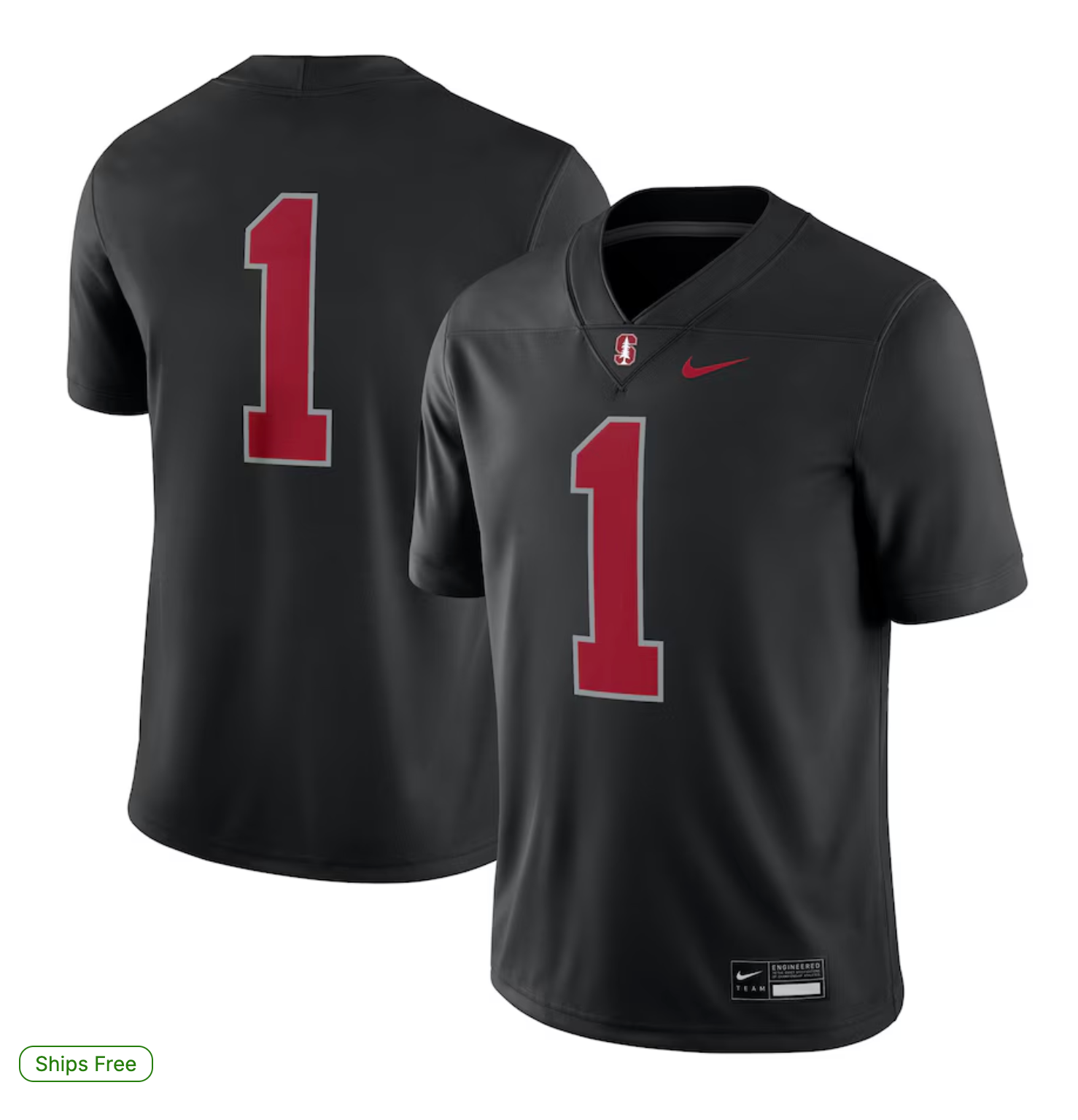 #1 Stanford Cardinal Nike Alternate Game Jersey - Black