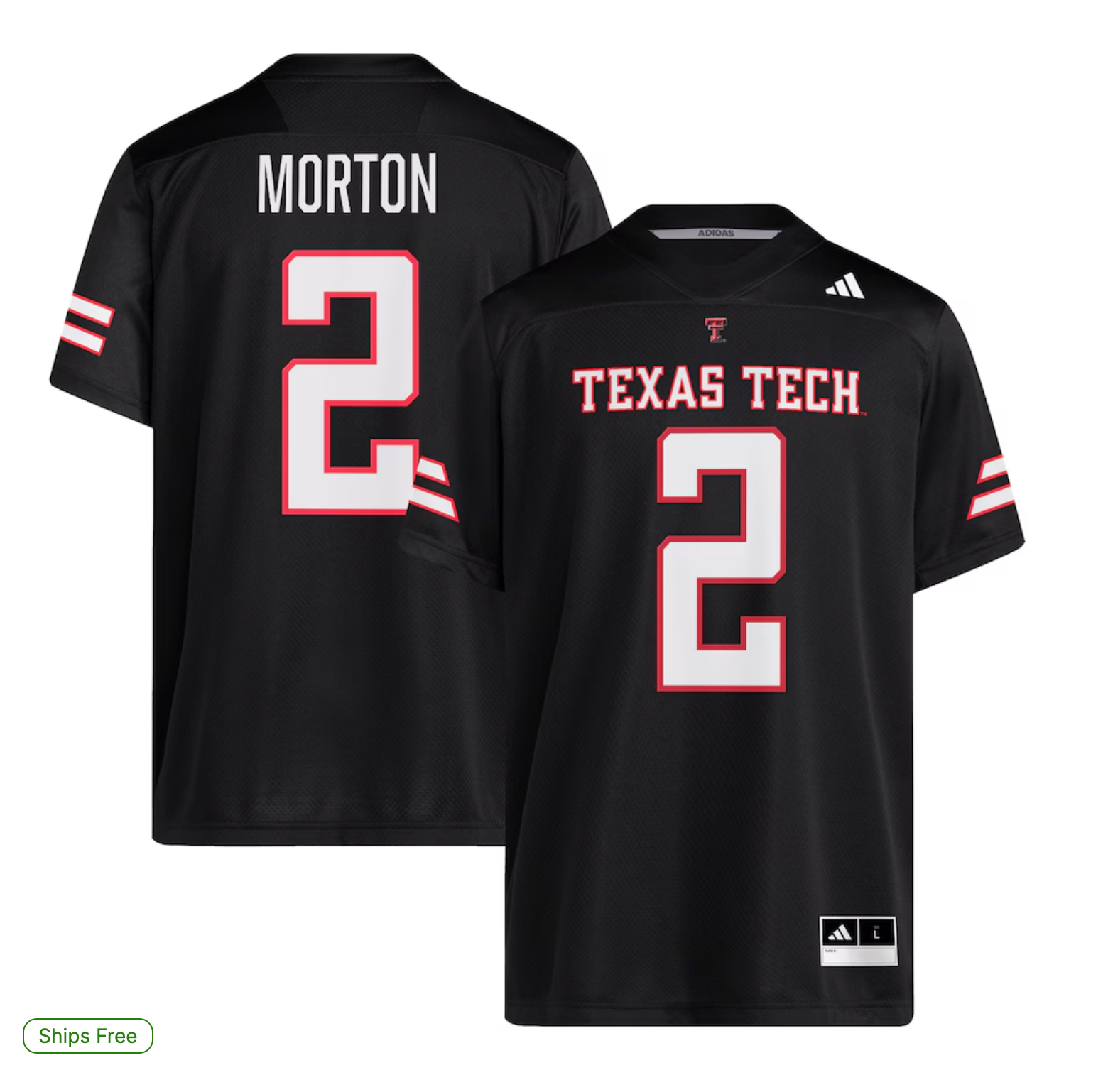 Behren Morton Texas Tech Red Raiders adidas NIL Football Player Jersey - Black