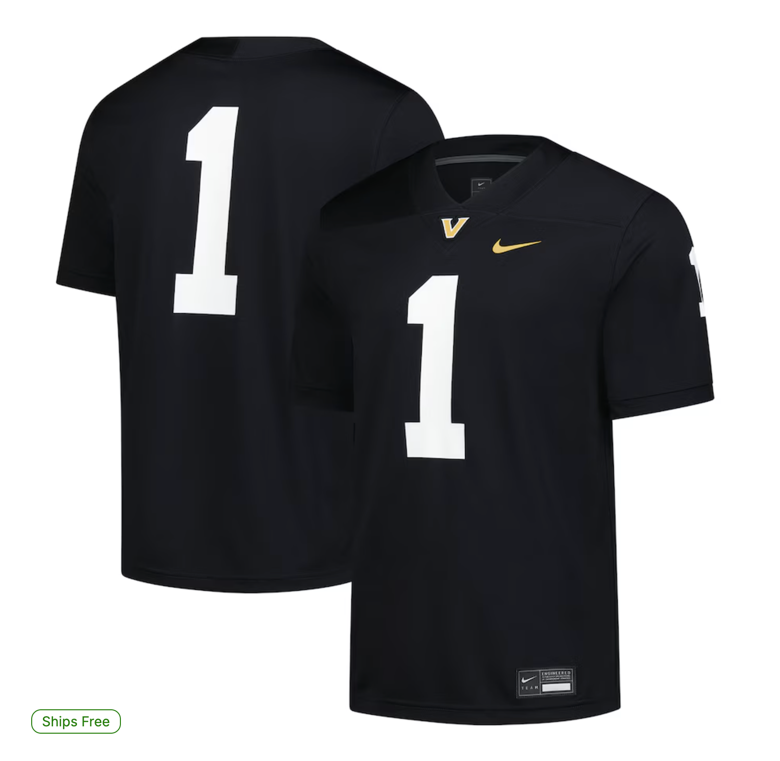 #1 Vanderbilt Commodores Nike Untouchable Replica Game Jersey - Black
