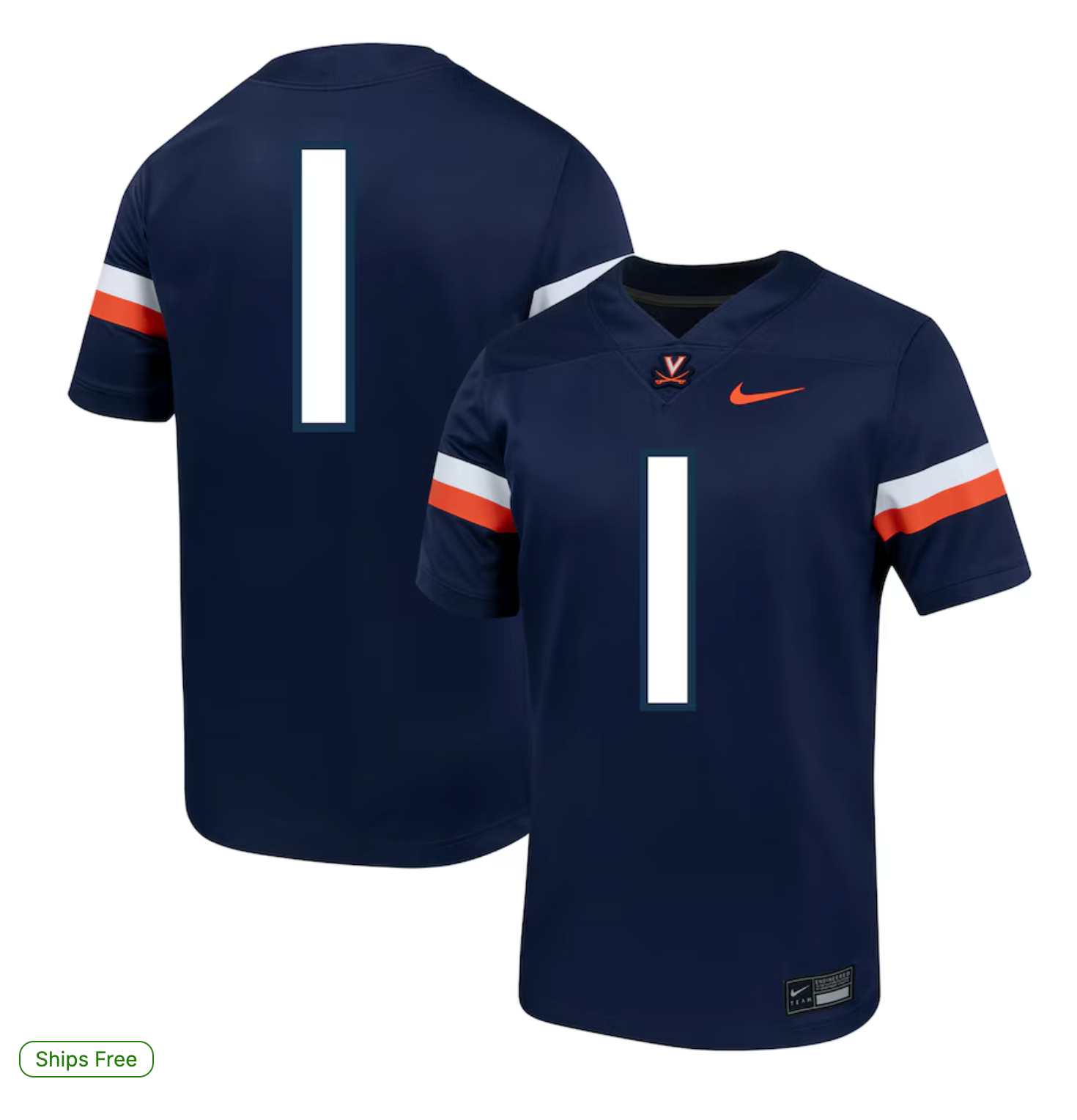 #1 Virginia Cavaliers Nike Untouchable Football Jersey – Navy