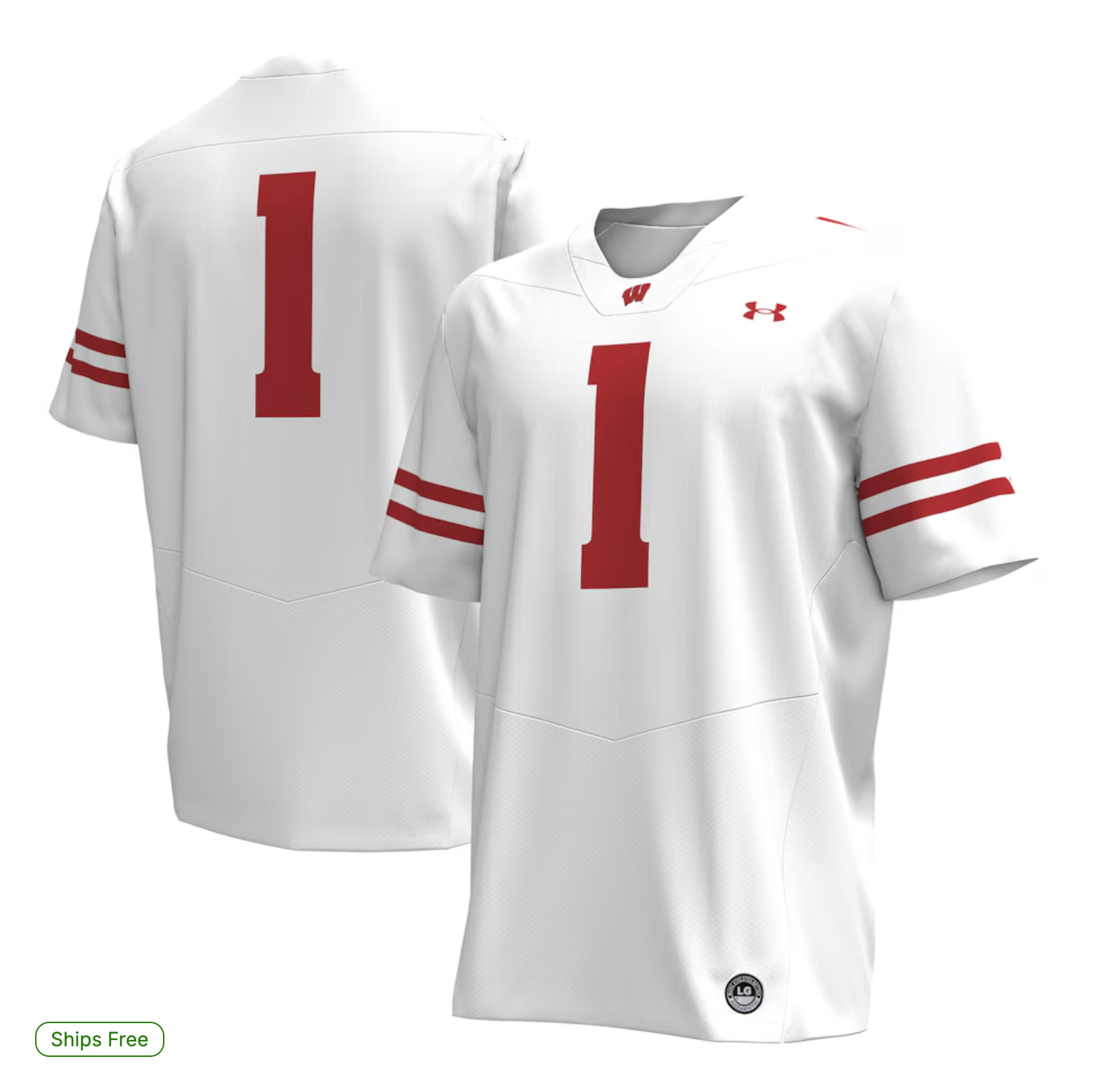 #1 Wisconsin Badgers Under Armour Replica Football Jersey - White