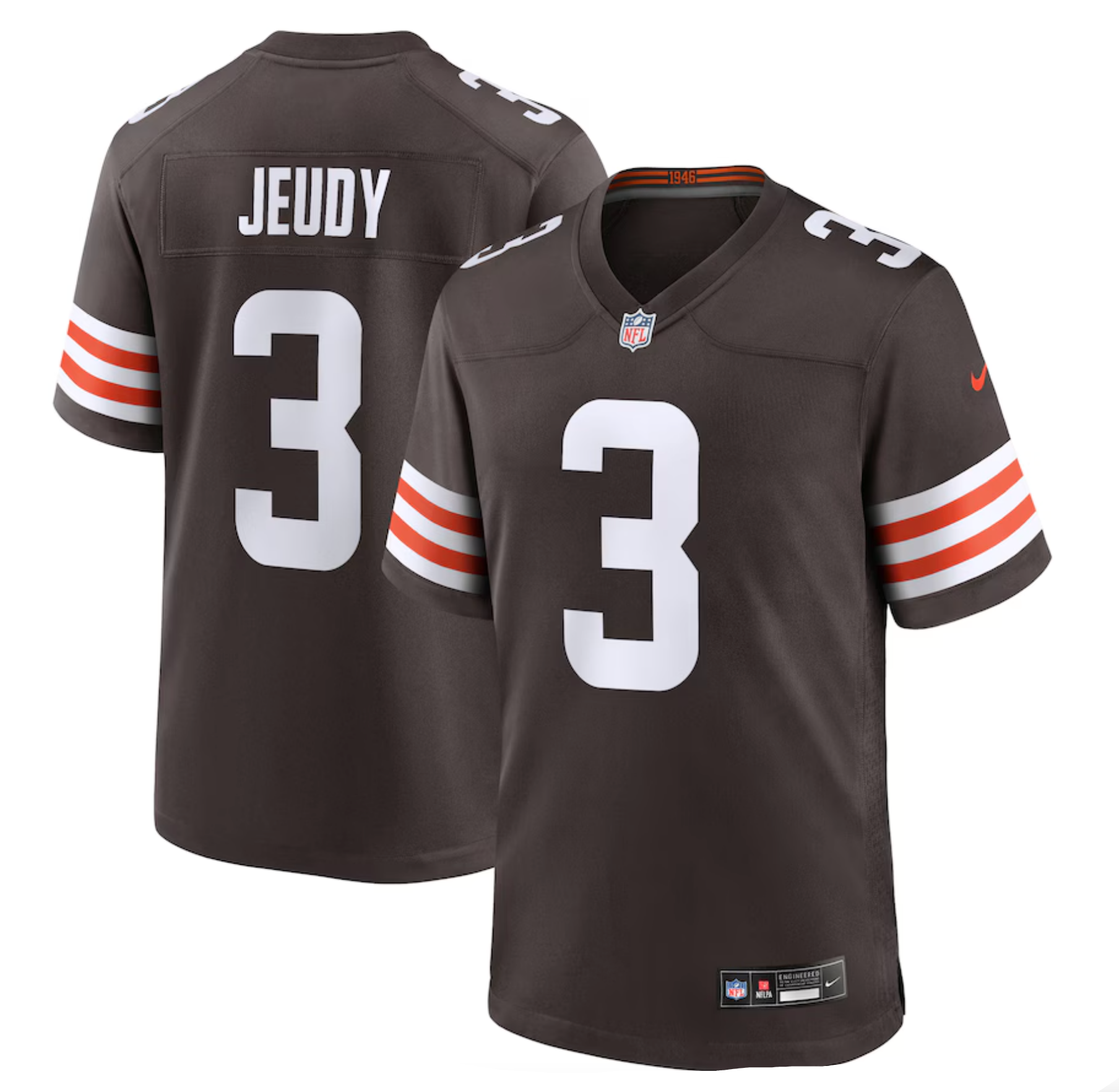Men's Cleveland Browns Jerry Jeudy Nike Brown Game Jersey