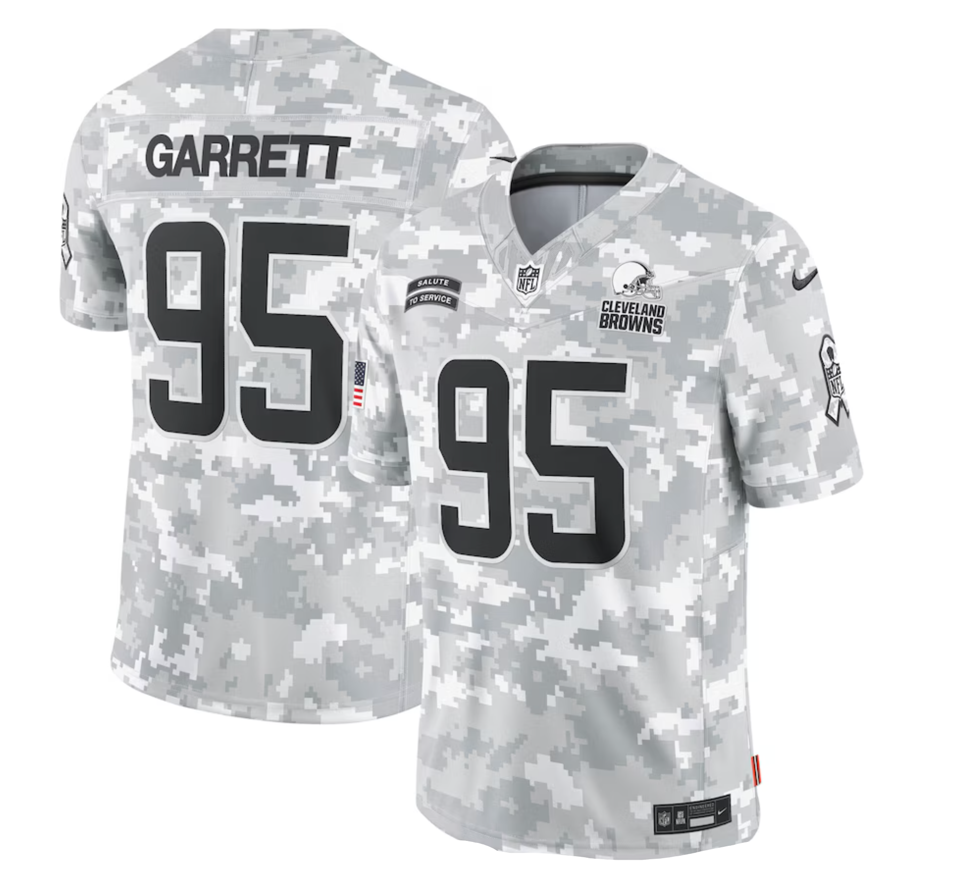 Men's Cleveland Browns Myles Garrett Nike Arctic Camo 2024 Salute to Service Limited Jersey