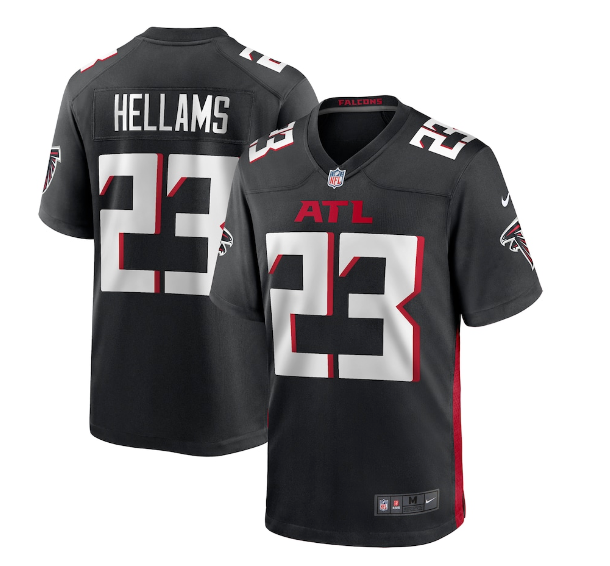 Men's Atlanta Falcons DeMarcco Hellams Nike Black Team Game Jersey