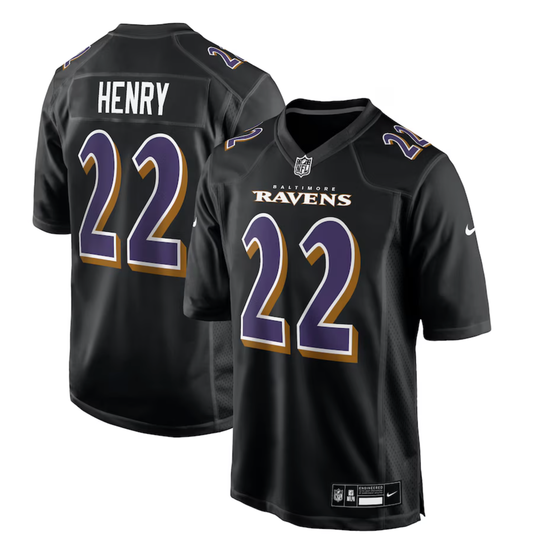 Men's Baltimore Ravens Derrick Henry Nike Carbon Black Fashion Jersey