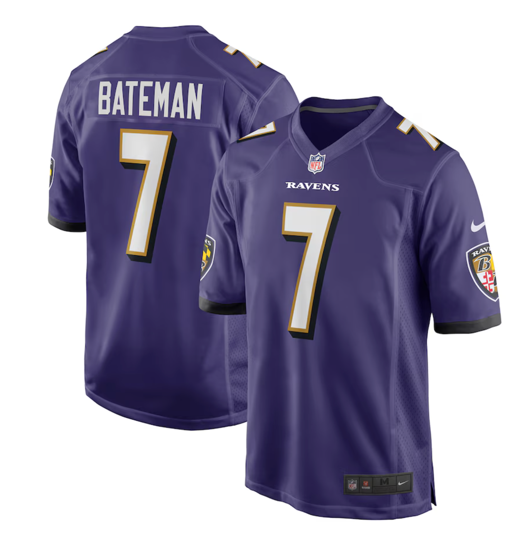 Men's Baltimore Ravens Rashod Bateman Nike Purple Game Player Jersey