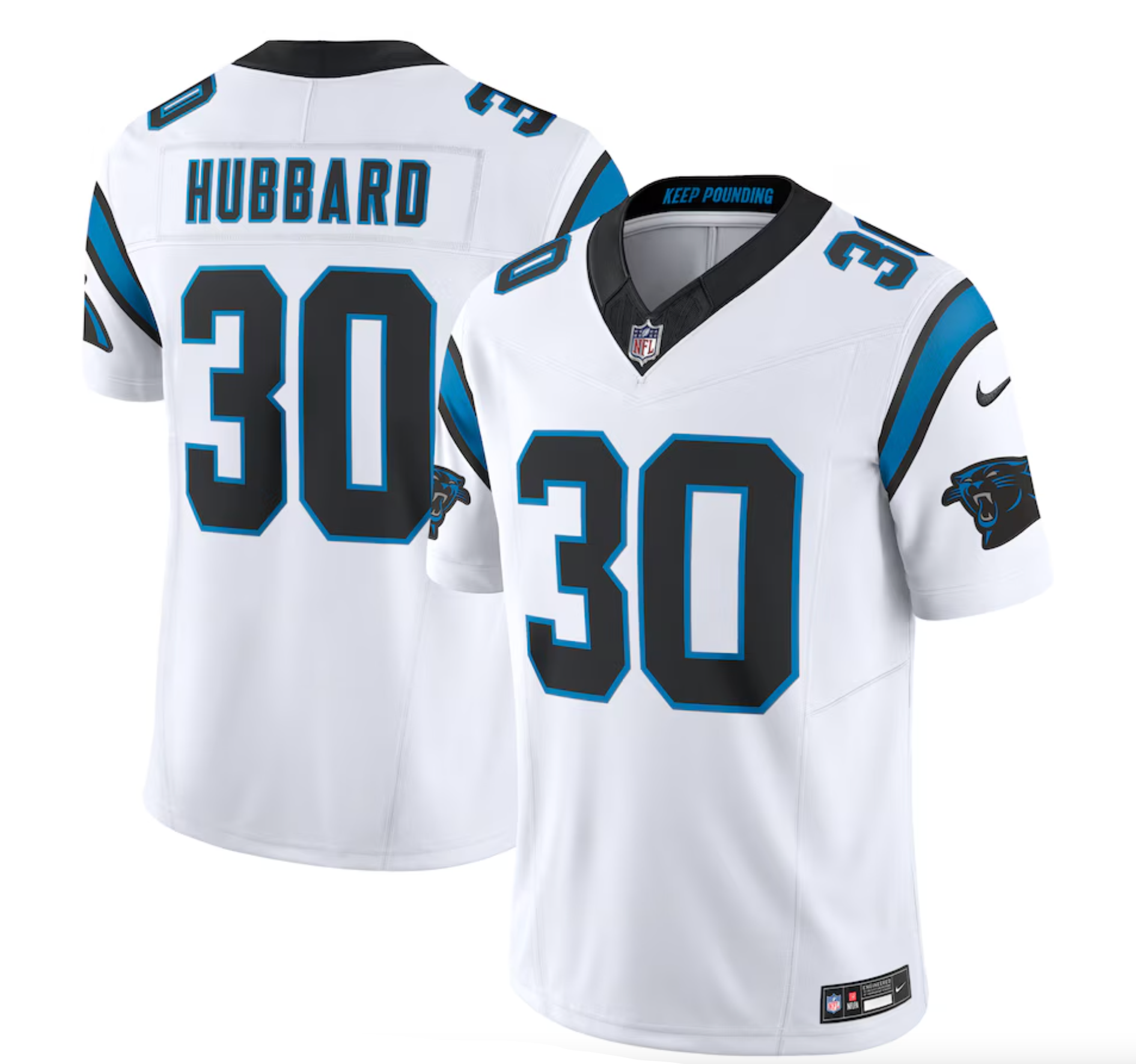 Men's Carolina Panthers Chuba Hubbard Nike White Vapor F.U.S.E. Limited Jersey