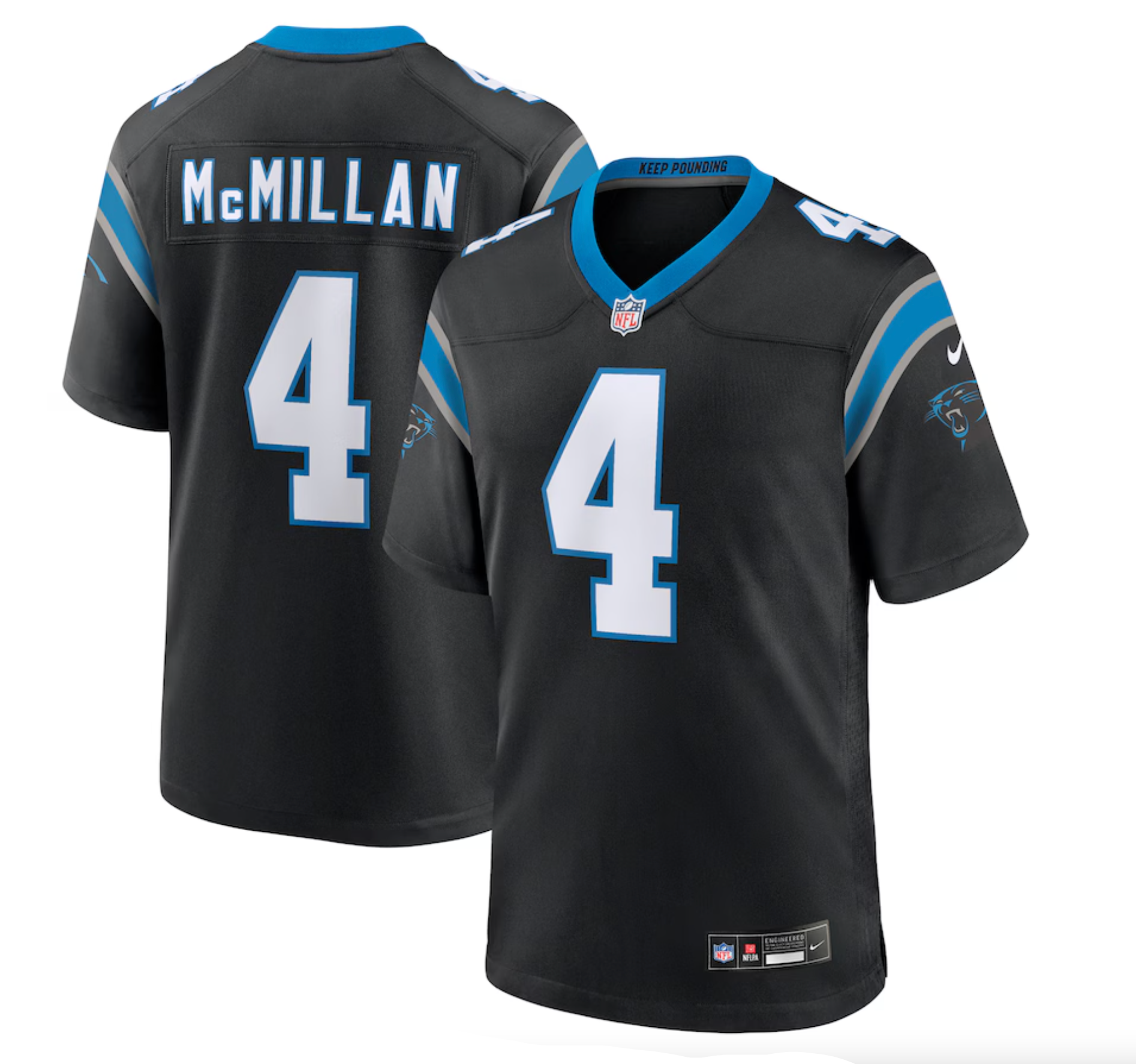 Men's Carolina Panthers Tetairoa McMillan Nike Black 2025 NFL Draft First Round Pick Game Jersey