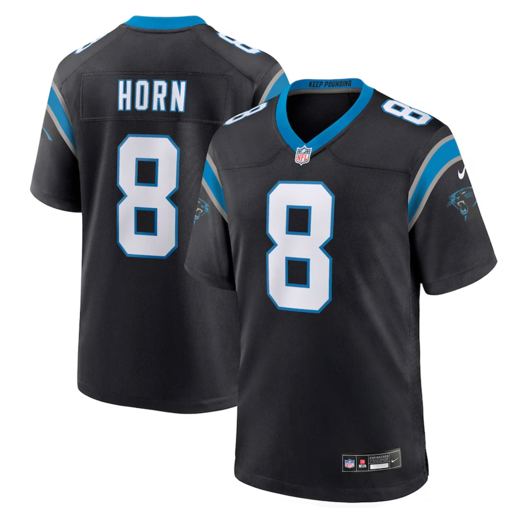 Men's Carolina Panthers Jaycee Horn Nike Black Game Jersey