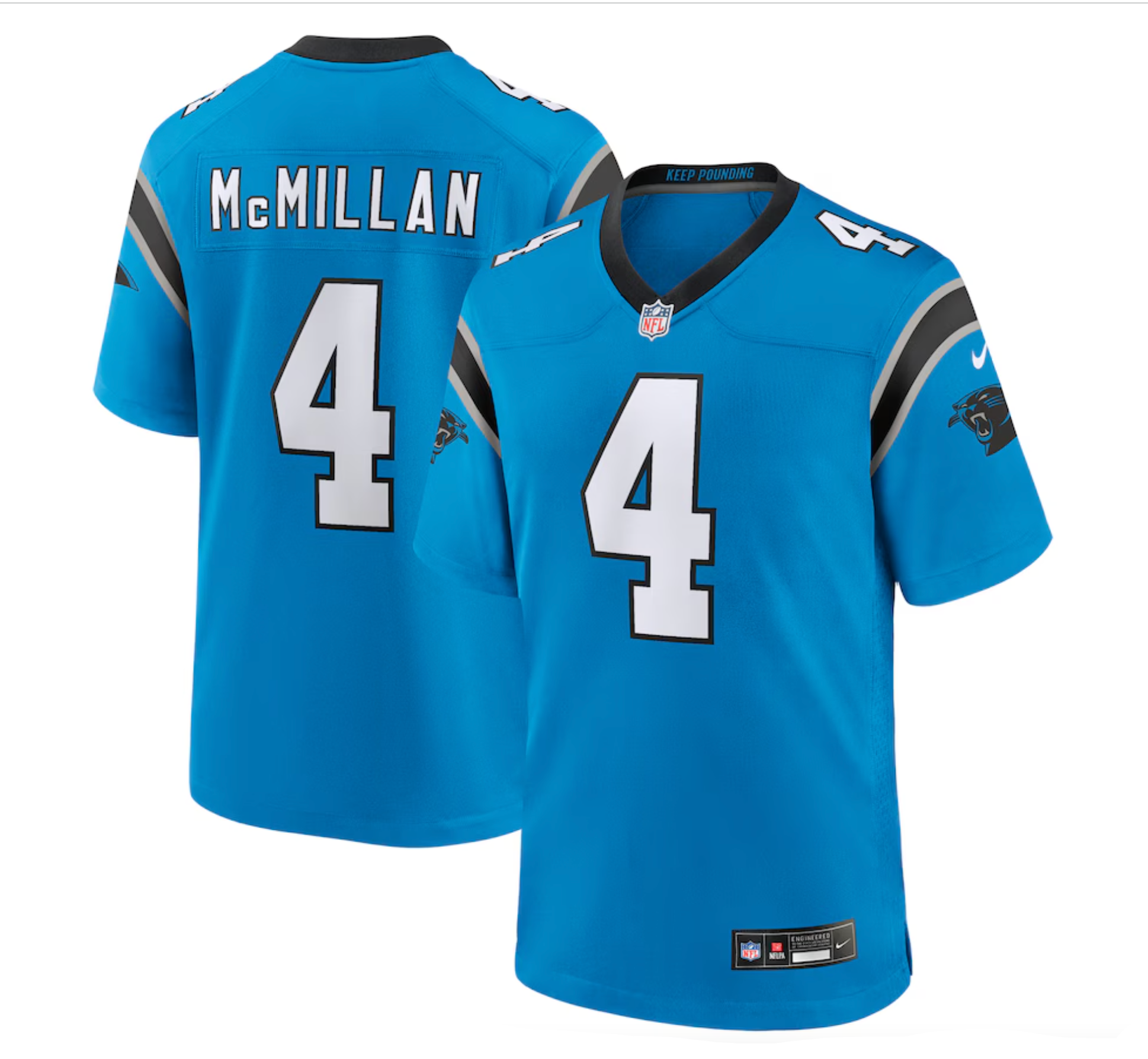 Men's Carolina Panthers Tetairoa McMillan Nike Blue Alternate Game Jersey