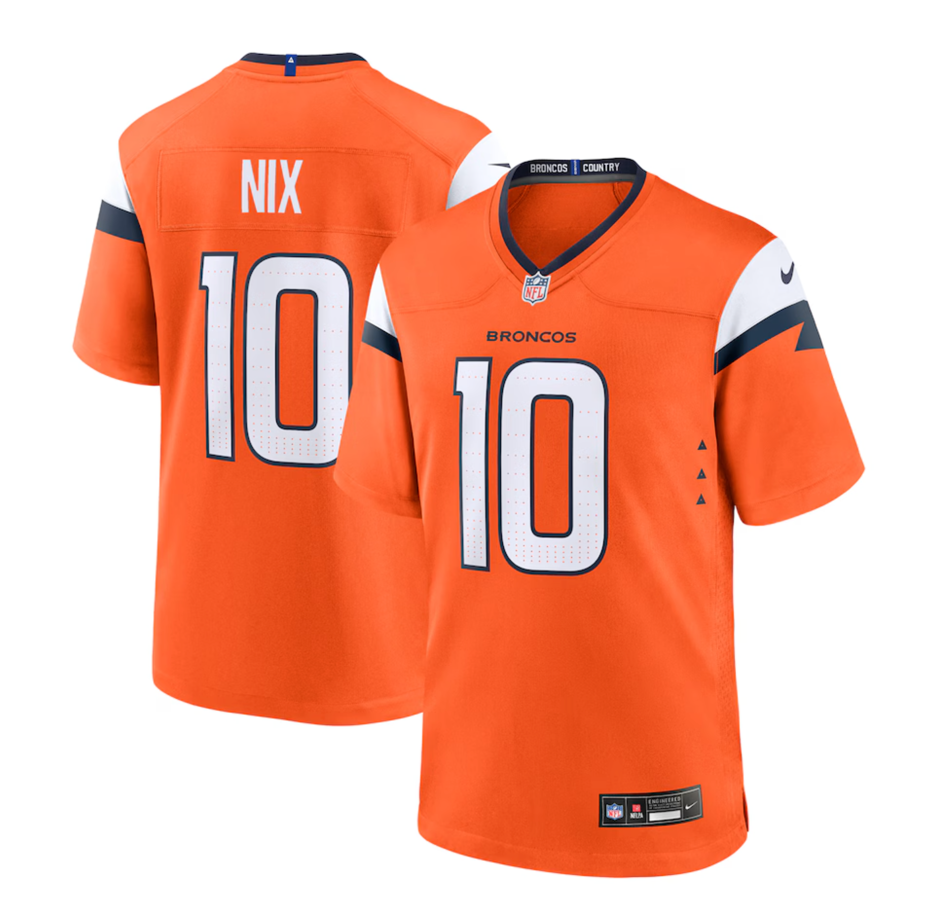 Men's Denver Broncos Bo Nix Nike Orange Player Game Jersey