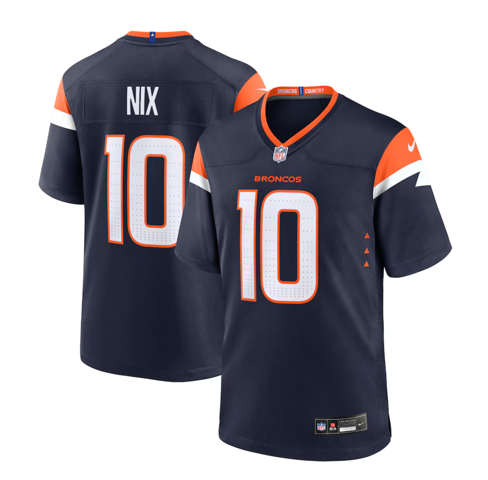 Men's Denver Broncos Bo Nix Nike Navy Alternate Game Jersey