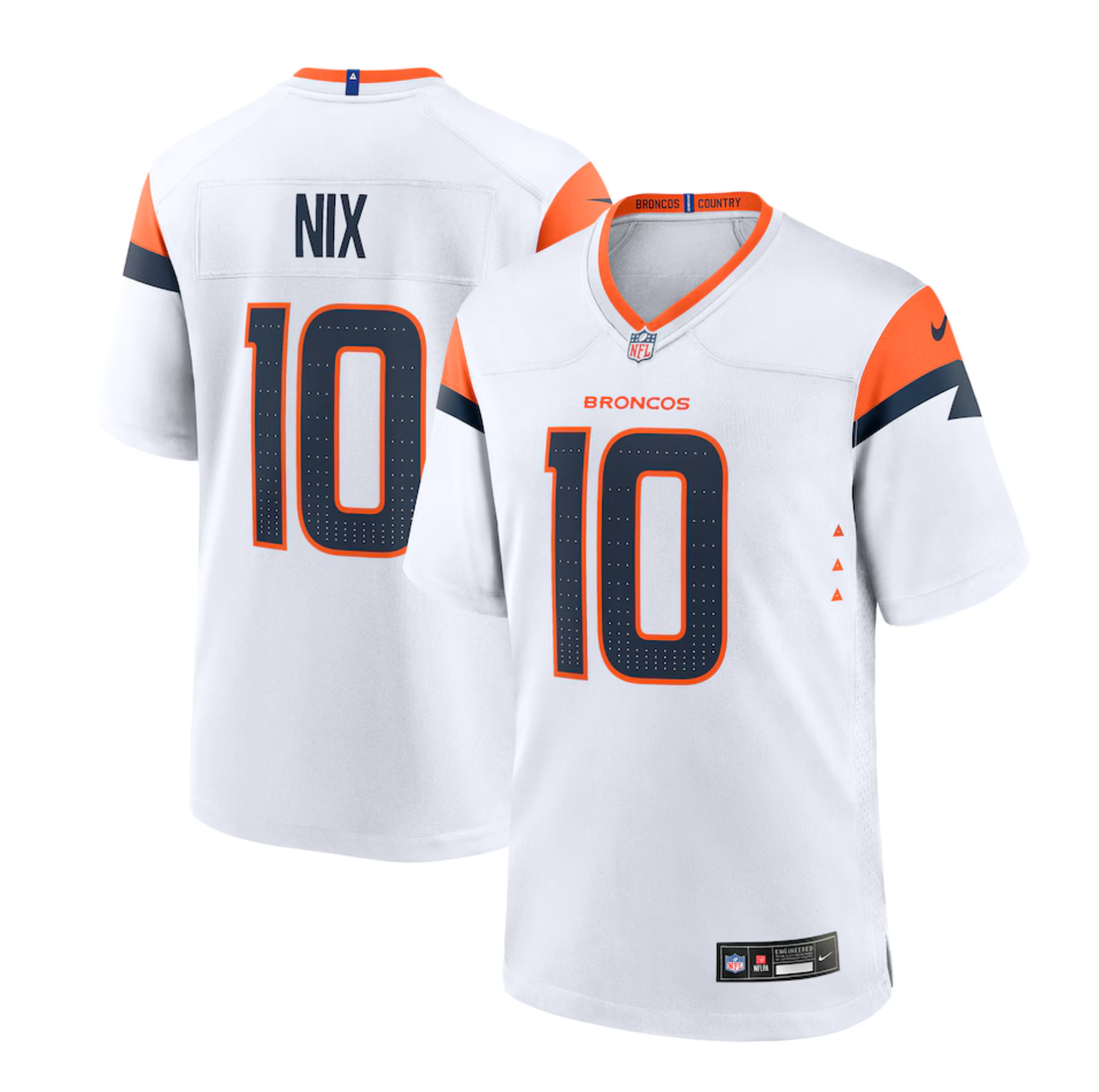Men's Denver Broncos Bo Nix Nike White Game Jersey