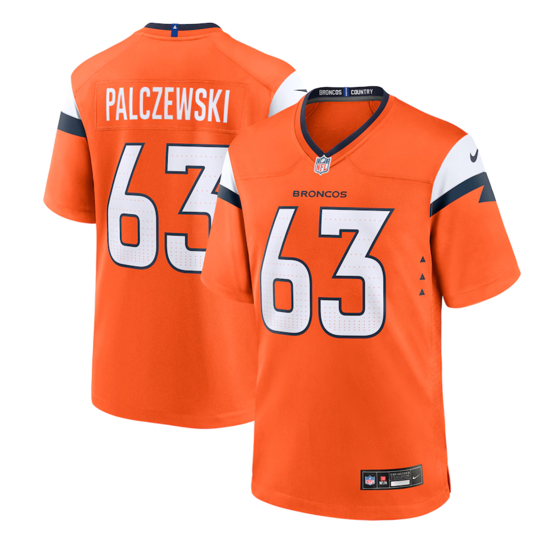 Men's Denver Broncos Alex Palczewski Nike Orange Team Game Jersey