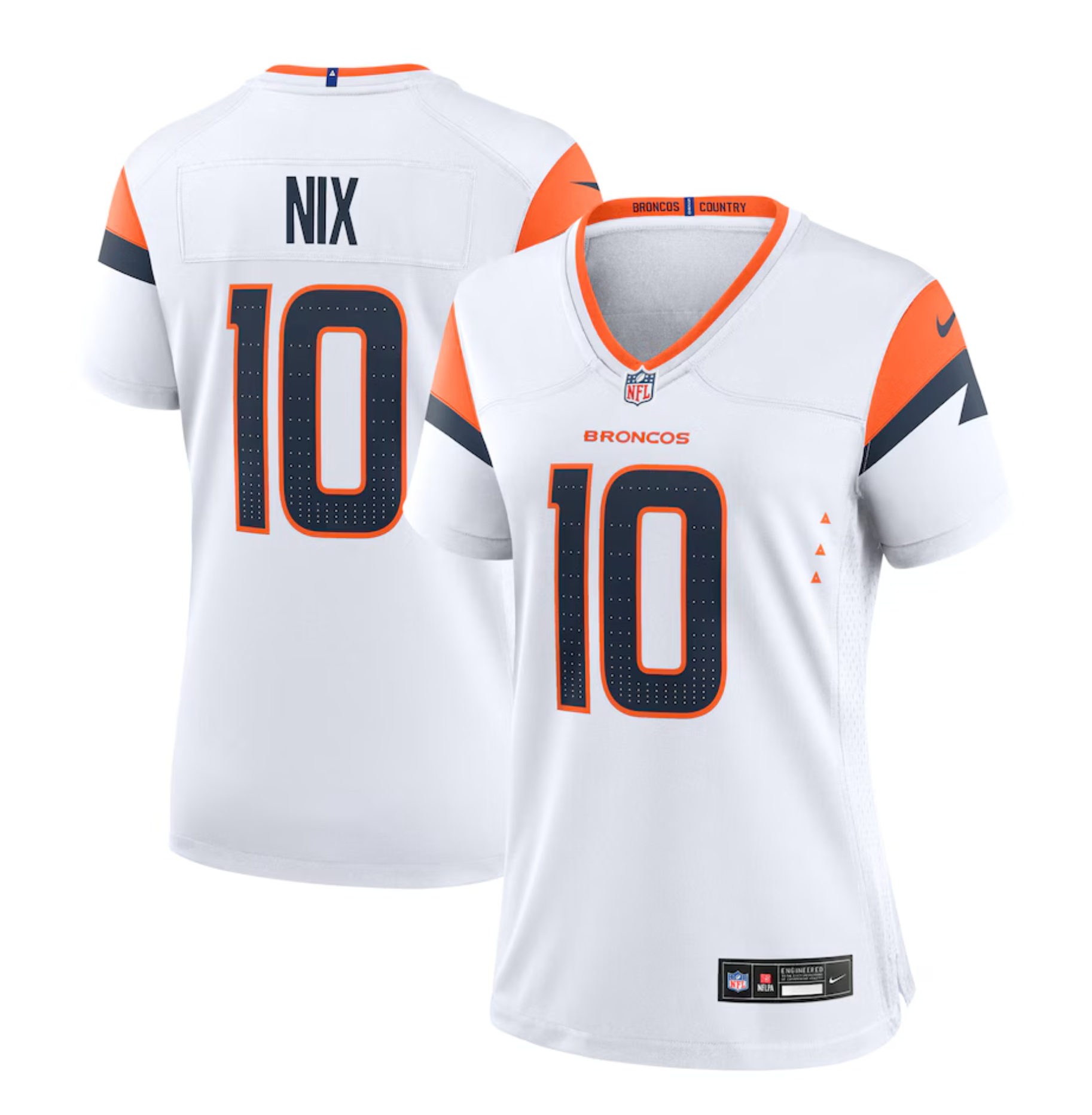 Women's Denver Broncos Bo Nix Nike White Game Jersey